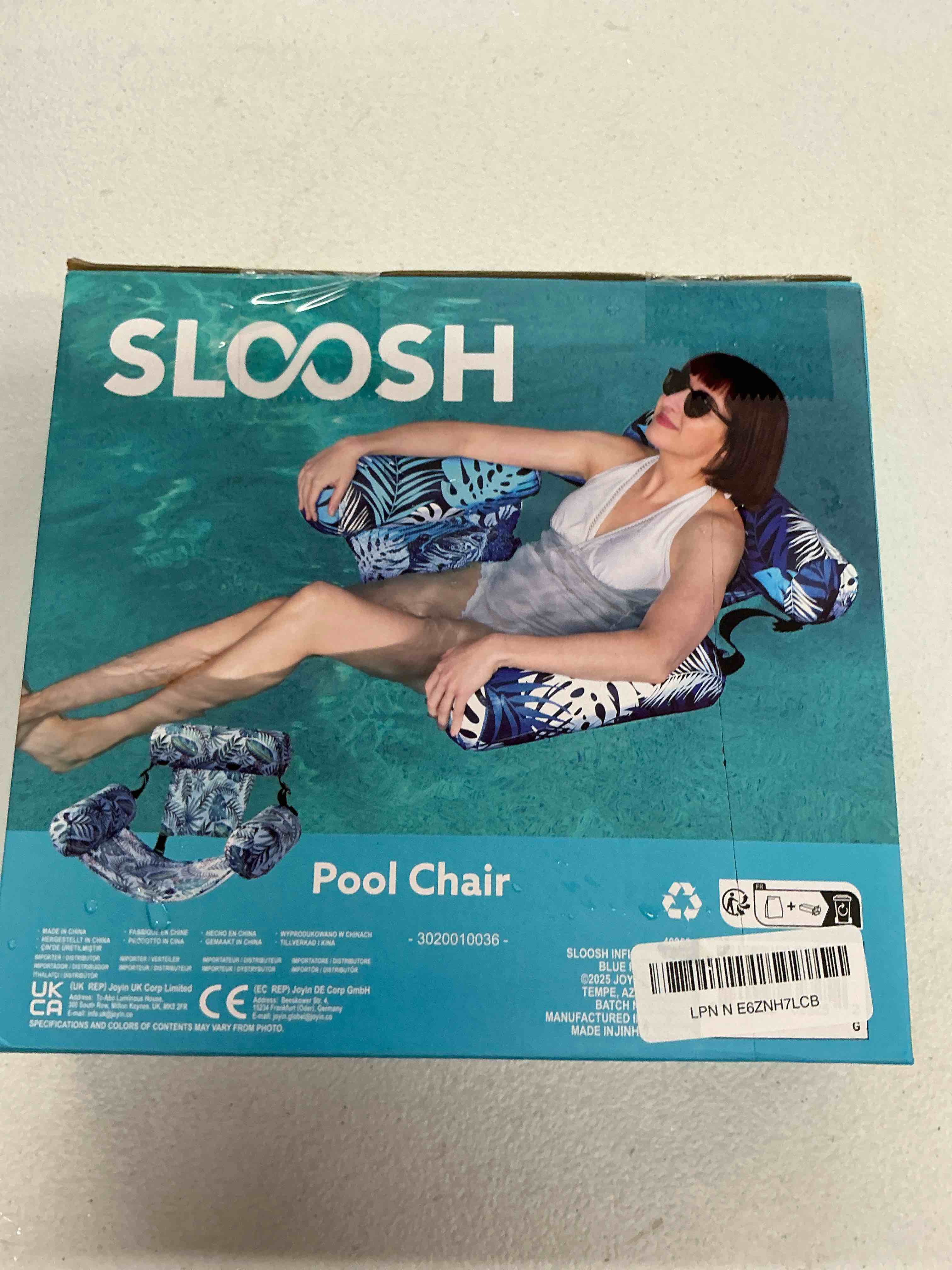 Condition photo showing Good Condition for sloosh pool floats chairs adult,inflatable pool lounge,plant pattern floating mat hammock,blow up water chairs noodles rafts for party summer water beach fun blue leaves