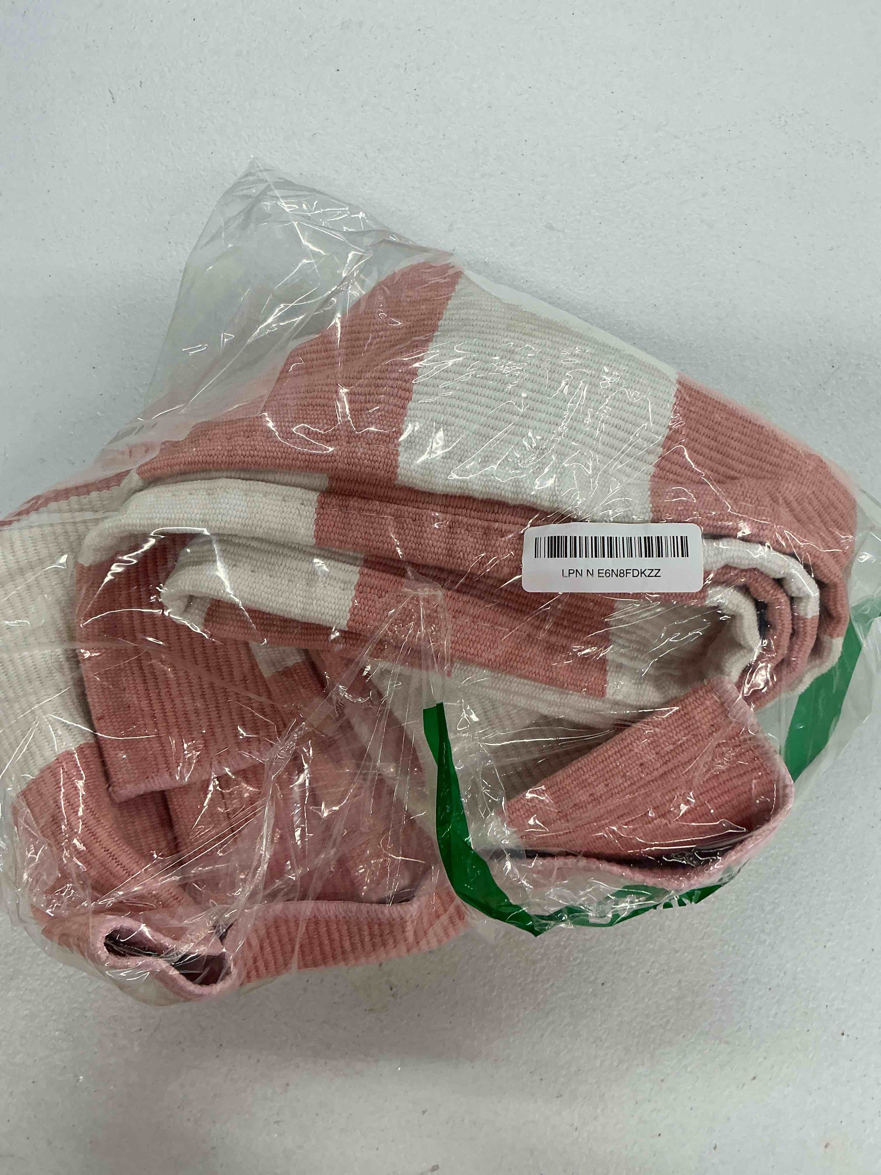 Condition photo showing Good Condition for 3'x5' outdoor rug, washable pink and white striped porch rug cotton woven farmhouse front door mats for porch/entryway/home entrance decor/bedroom/laundry room/patio/front door 3' x 5' (rectangular) pink white