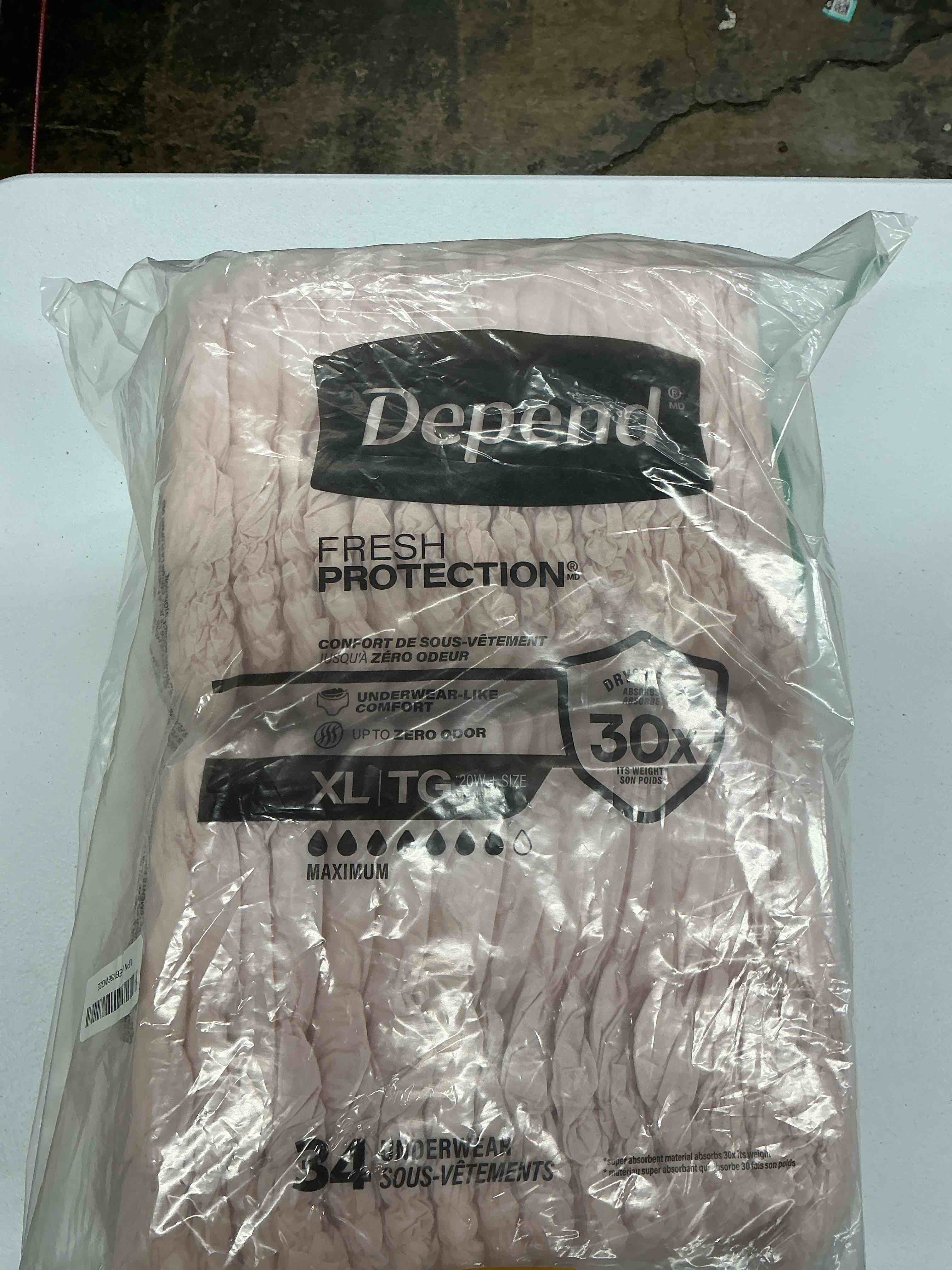 Condition photo showing Good Condition for depend fresh protection adult diapers, incontinence underwear for women, disposable, maximum, xl, blush, 68 count (2 packs of 34), packaging may vary