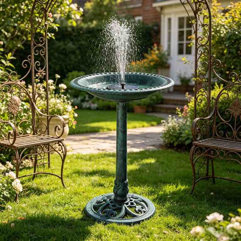 Zimtown Bird Bath Birdbath/Feeder with Solar Fountain Outdoor Patio Garden Backyard, Dark Green