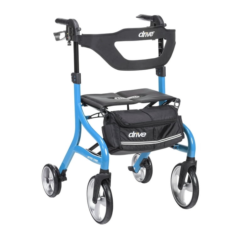 Drive Medical Nitro Sprint Rollator - Tall, Folding, Adjustable Height - Blue