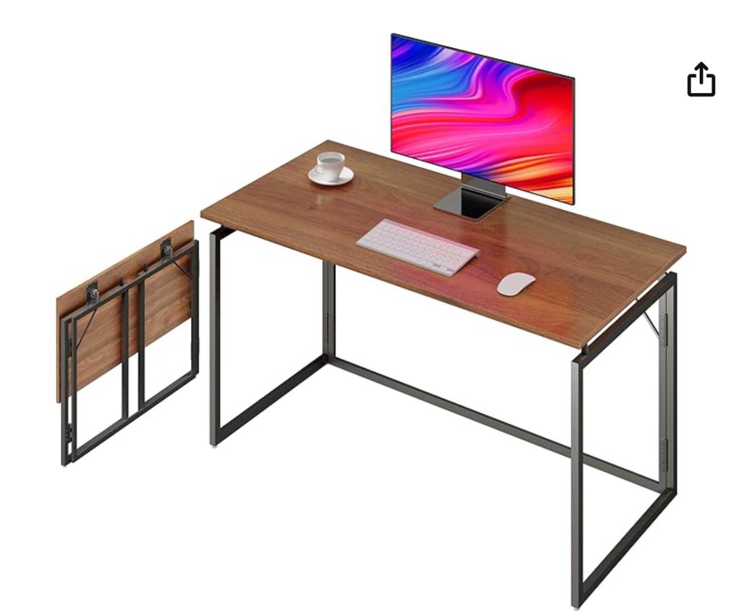alawooder Escritorio plegable – Escritorio plegable con parte superior de madera de 31.5 pulgadas para espacios pequeños | No requiere montaje, escritorio compacto para oficina en casa
