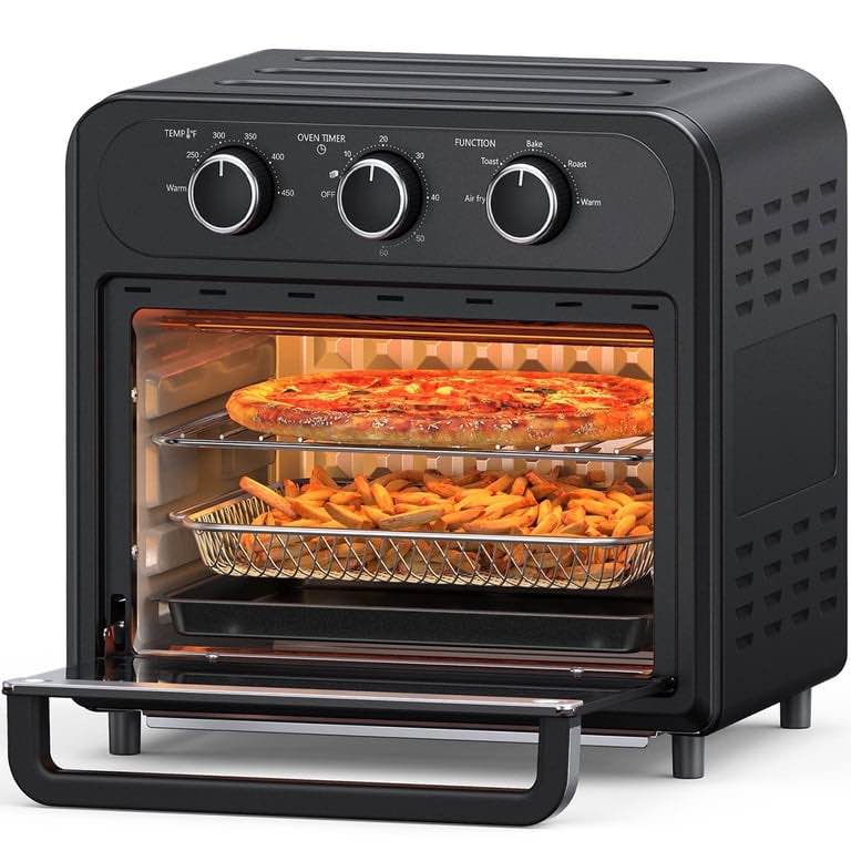 TaoTronics Air Fryer  1700W 14.8 Quart  5 in 1 Toaster Oven Countertop  Oil-Less Cooking  Stainless Steel  Black