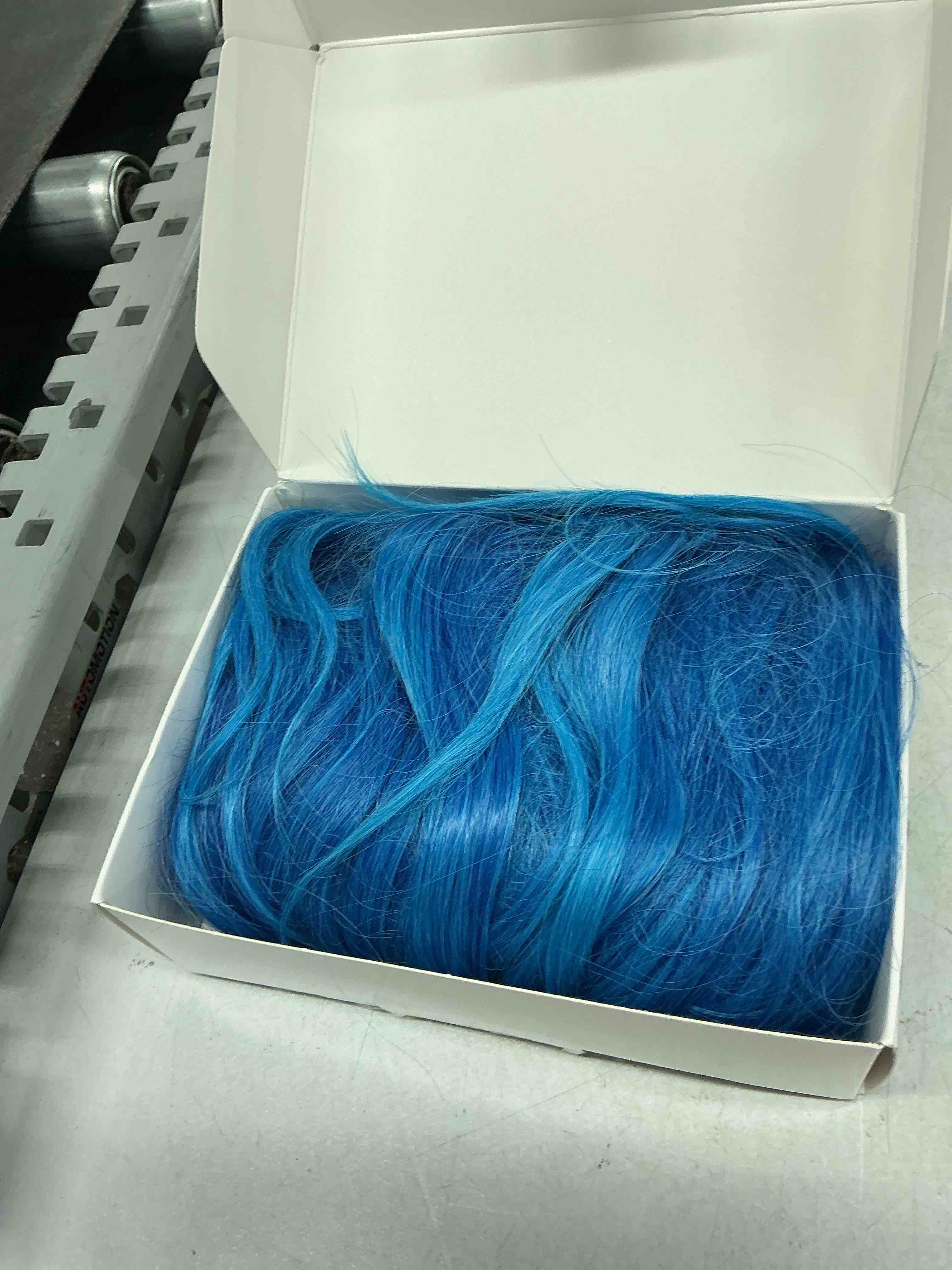 Condition photo showing Good Condition for long blue wavy wig middle part for women 26 inch ombre blue curly wavy wig natural looking synthetic heat resistant fiber wig for daily party use regular 26 inch ombre blue