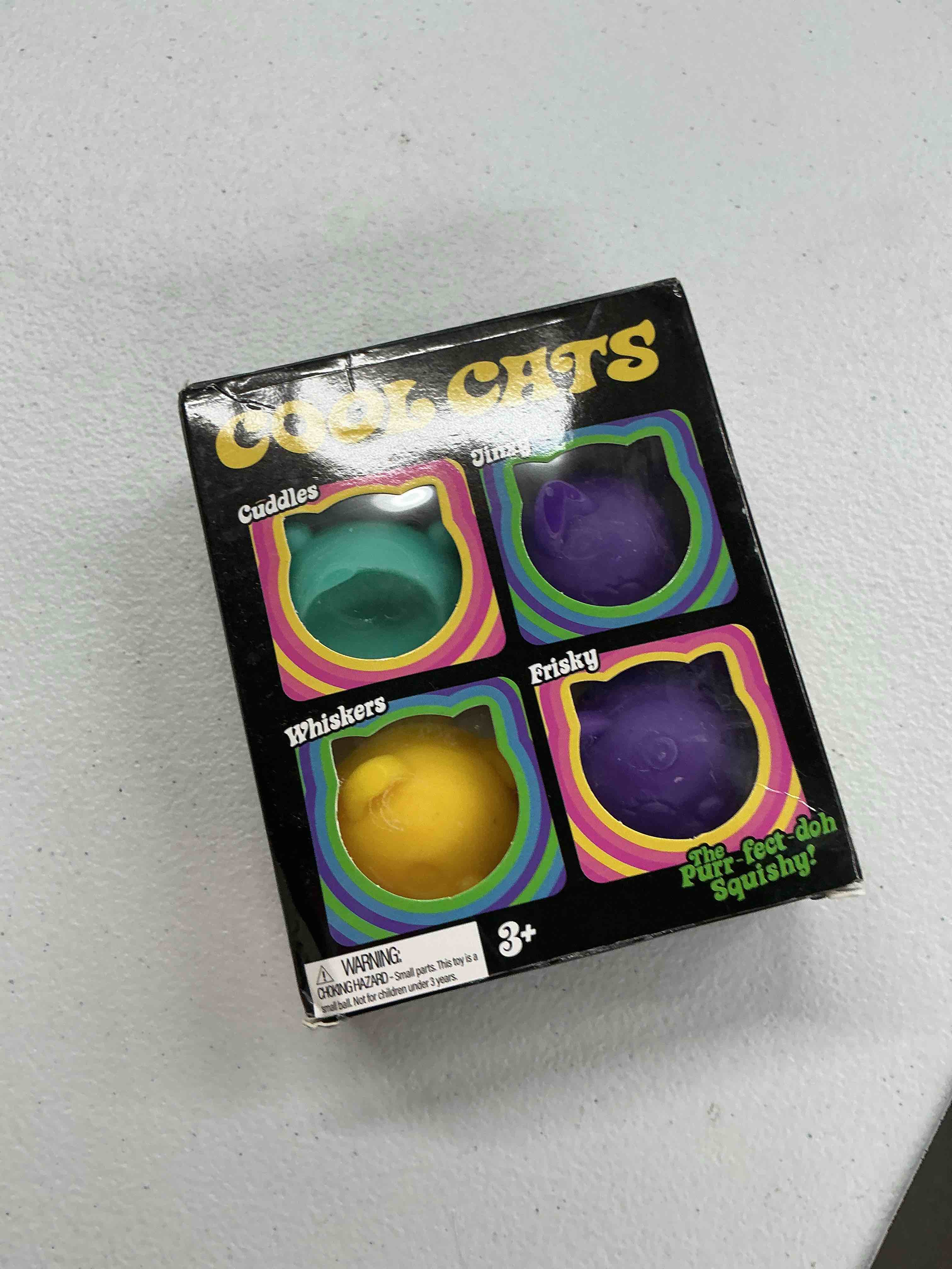 Condition photo showing Good Condition for 4pcs cool cats squishy, sugar ball designs, anxiety relief squeeze for sensory play, sensory fidget, slow rising squishy stress balls