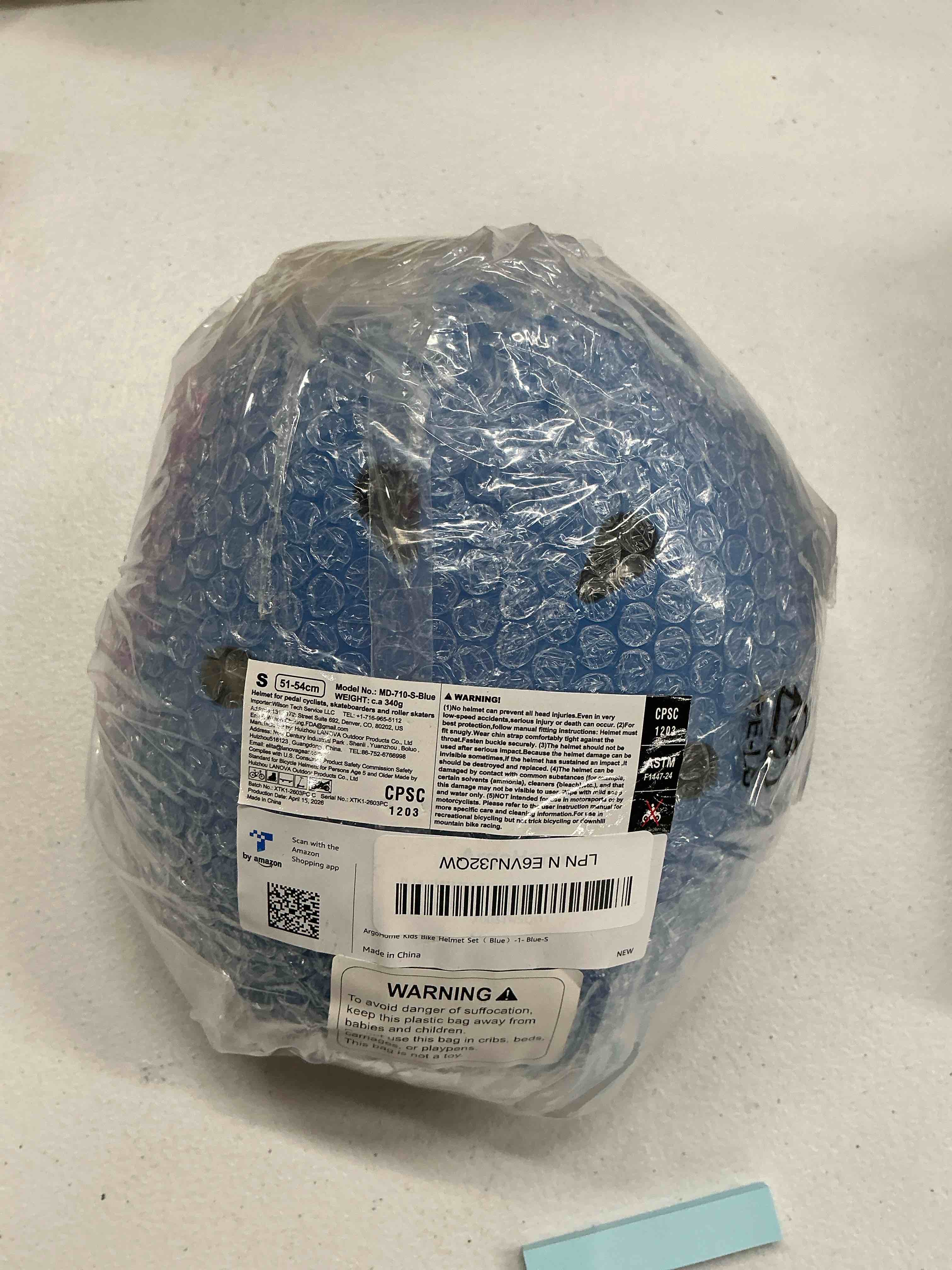 Condition photo showing Good Condition for toddler kids bike helmet set - adjustable cycling helmet with knee, elbow pads & wrist guards sport protective gear little kid blue small: 20.1"-21.2"/51-54cm