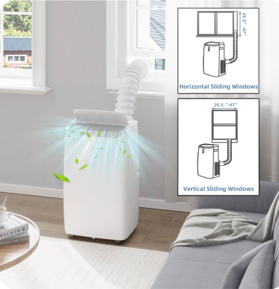 Portable Air Conditioner 14000 BTU, 3-in-1 AC Unit with Fast Cooling, Dehumidifier & Fan, Quiet Operation with Remote & 24H Timer, Window Kit Included for Rooms up to 750 Sq.Ft.