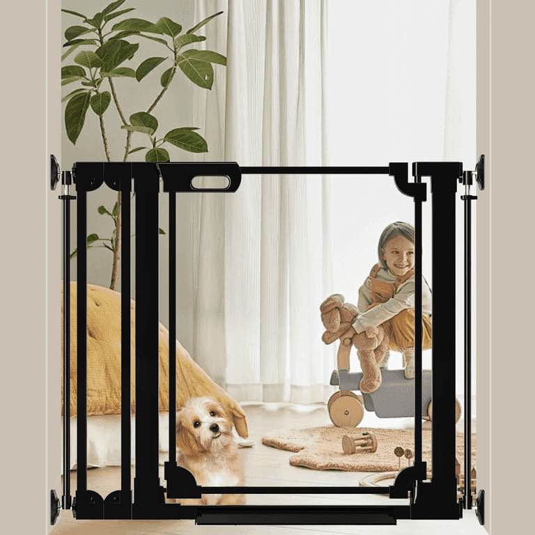 Fairy Baby Transparent Baby Door for Entrance 29-38 in Wide Safety Doors for Baby Pressure Mounted Black