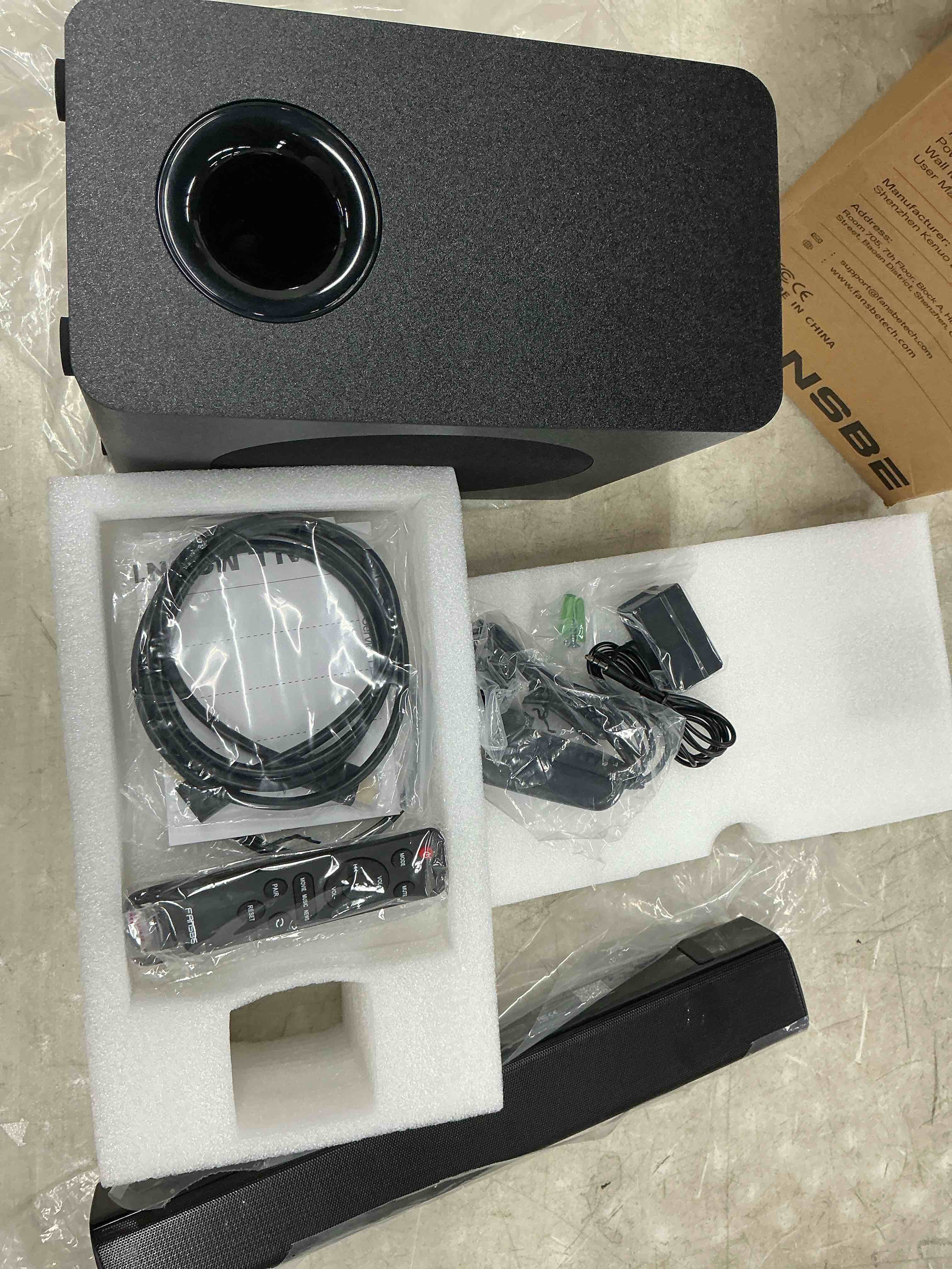Condition photo showing New/Like New for tv surrounds sound bar subwoofer, home theater surround sounds bar, sound bars bluetooth surround speakers 50w 2.1ch hdmi aux opt home audio surrounds sounds system tv pc game music/movie/news, black