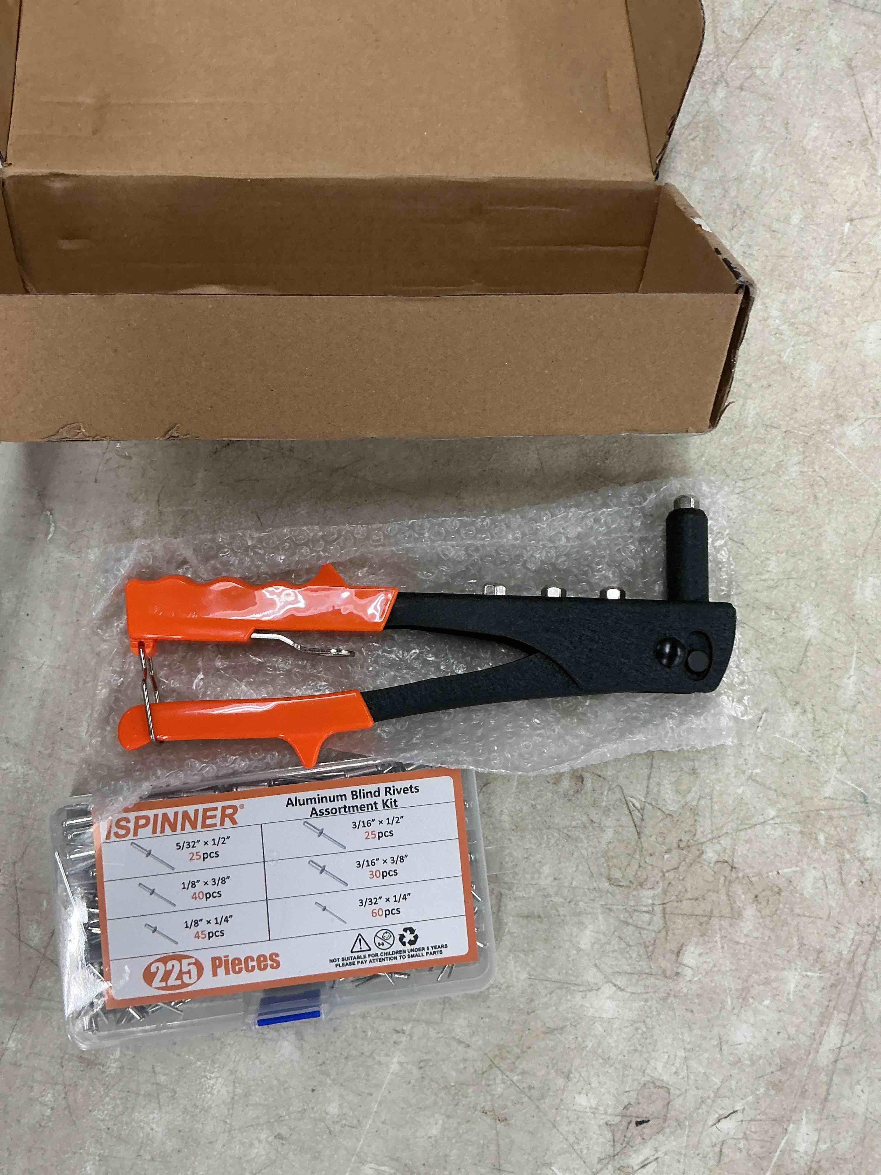 Condition photo showing Good Condition for ispinner 225pcs aluminum blind rivets assortment kit with heavy duty hand riveter rivet gun tool, 6 sizes pop rivets