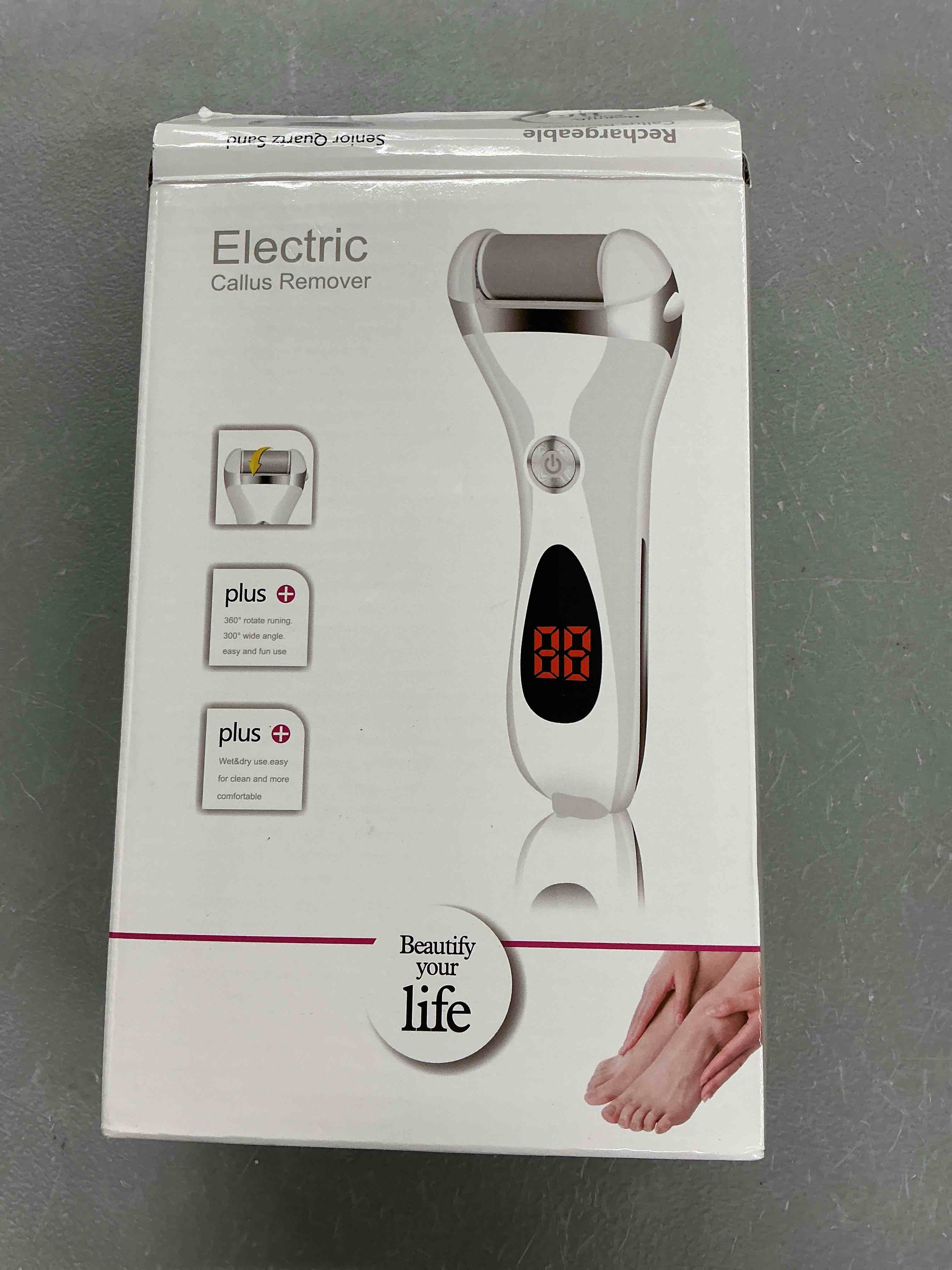 Condition photo showing Good Condition for electric foot callus remover kit, elmchee rechargeable callous removers 3 grinding heads waterproof foot scrubber file, professional pedicure tools kit feet care for dead, cracked dry skin 1 count (pack of 1) white
