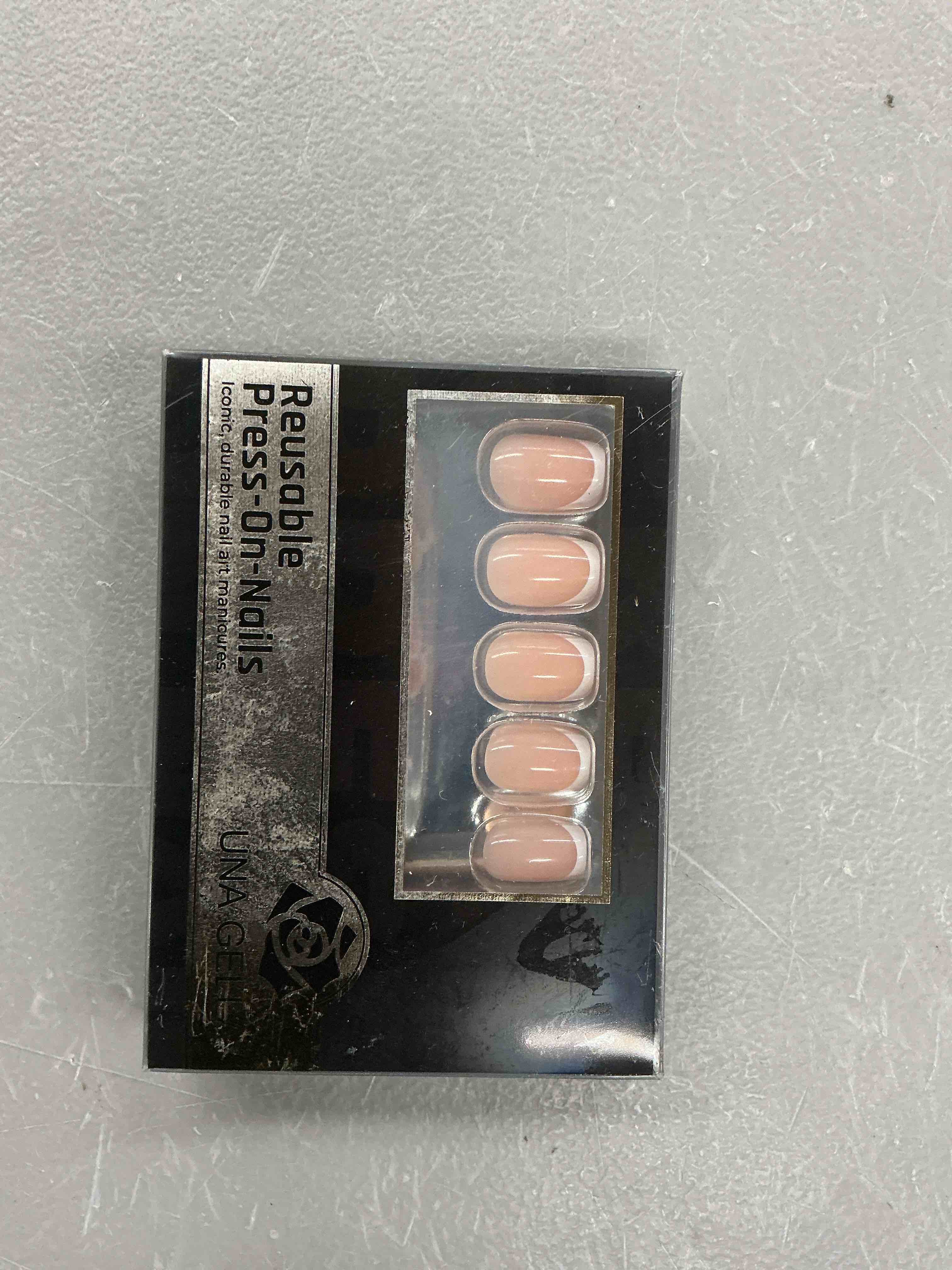 Condition photo showing New/Like New for una gella french tip press on nails nude pink short square 32pcs 16 sizes soft gel fake nails full cover glue on nails kit with nail glue and adhesive tabs reusable artificial manicure set