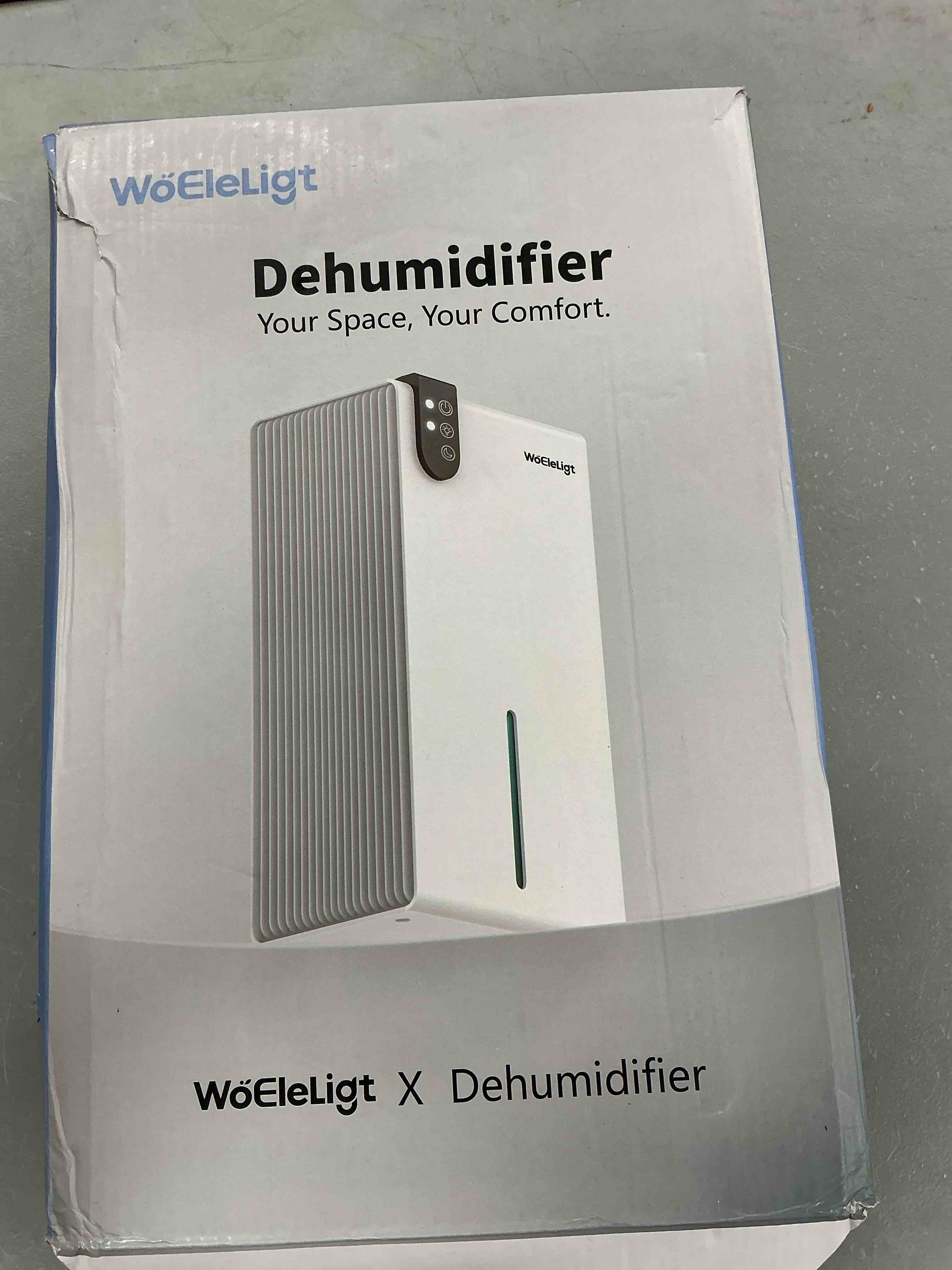 Condition photo showing Good Condition for 98 oz small dehumidifier for home 1000 sq ft, quiet dehumidifier with drain hose, auto shut-off, sleep mode, 7-color light for basement, bedroom, bathroom, closet, rv (white)