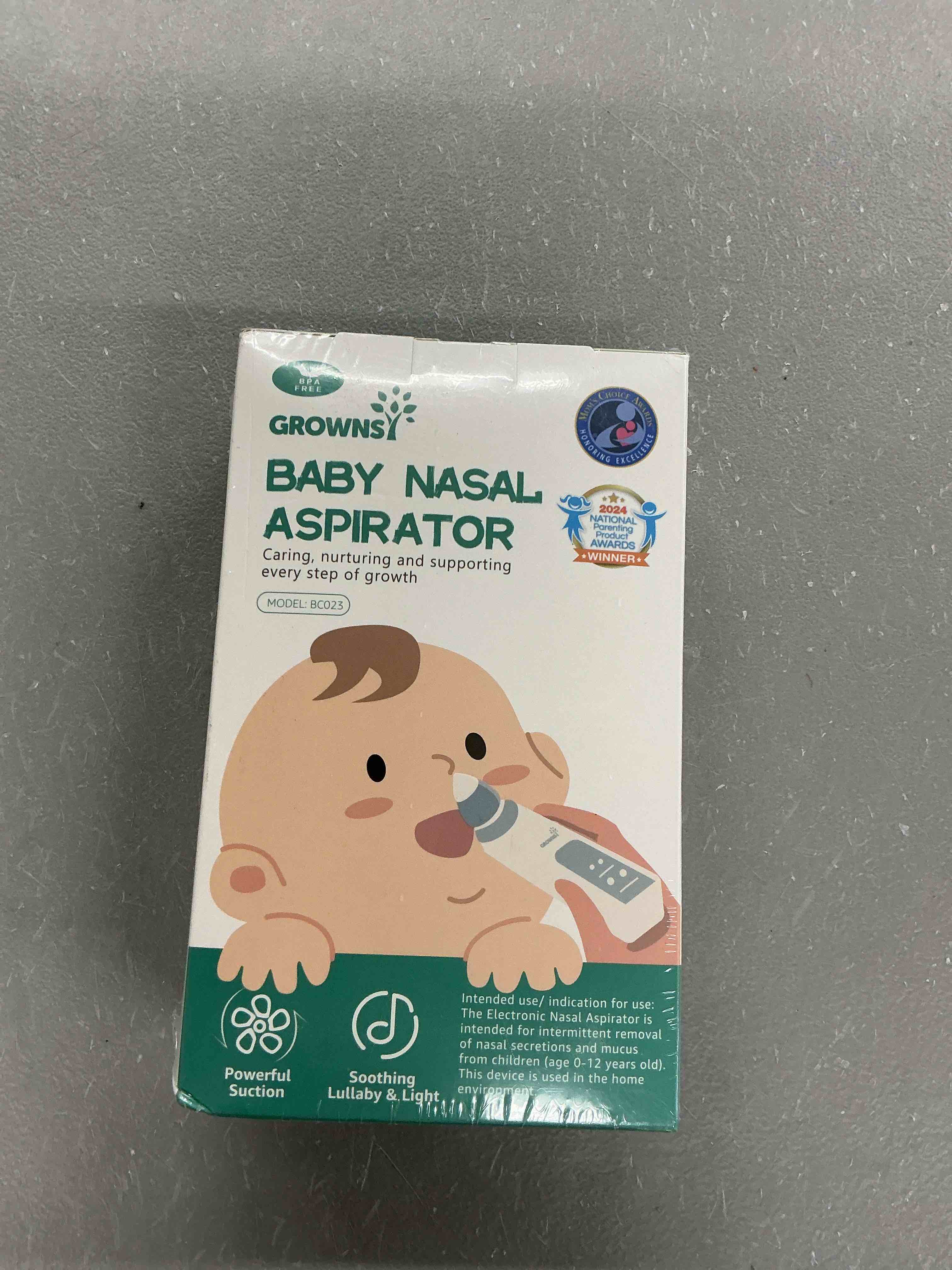 Condition photo showing Good Condition for grownsy nasal aspirator for baby, electric baby nose sucker with larger suction chamber and more powerful suction, automatic nose cleaner with music and light soothing function grey