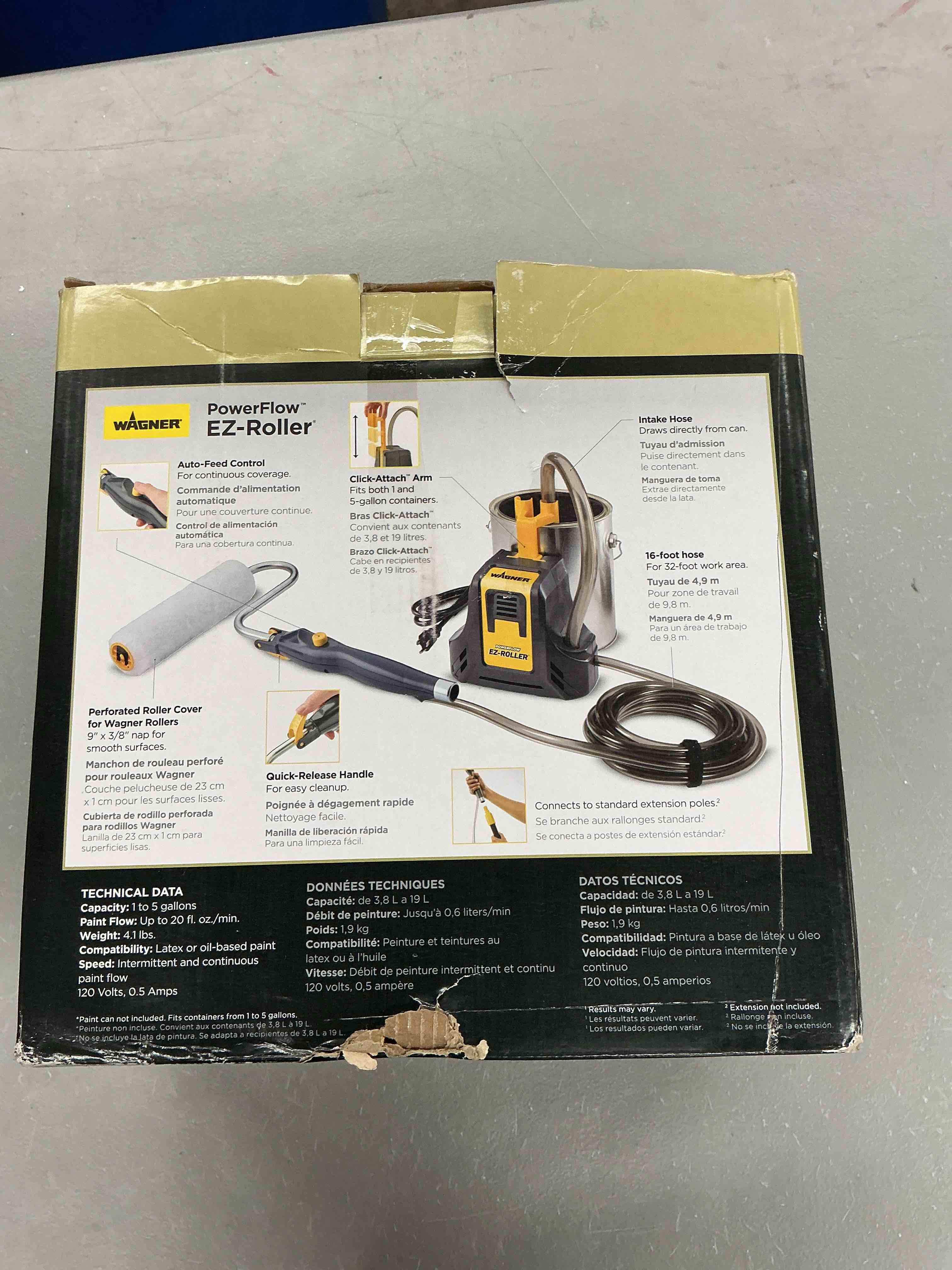 Condition photo showing As Is for wagner spraytech 2461319 powerflow ez roller, multi-room electric powered direct feed paint roller, great for large and multi-room painting projects