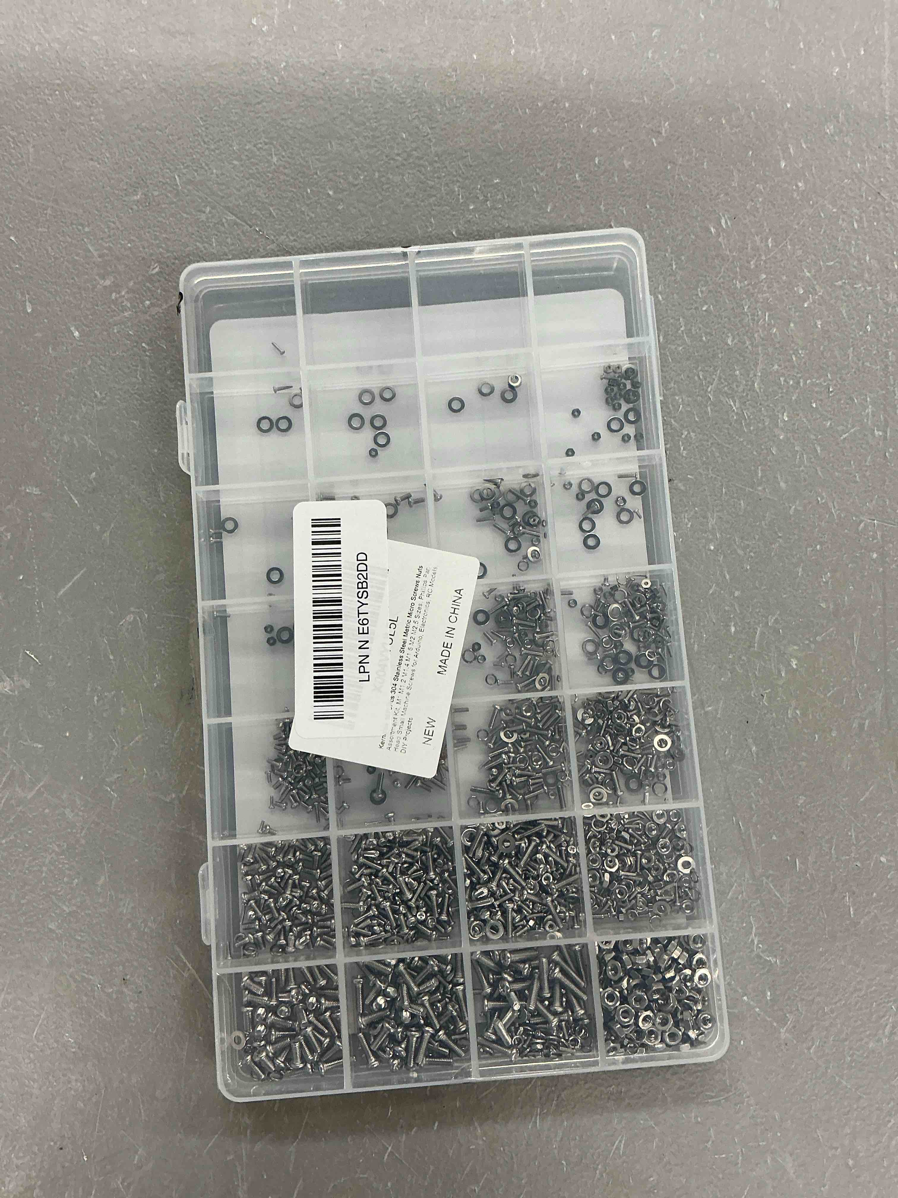 Condition photo showing New/Like New for 1670pcs 304 stainless steel metric micro screws nuts assortment kit, m1 m1.2 m1.4 m1.6 m2 m2.5 sizes, phillips pan head small machine screws for arduino, electronics, rc models, diy projects