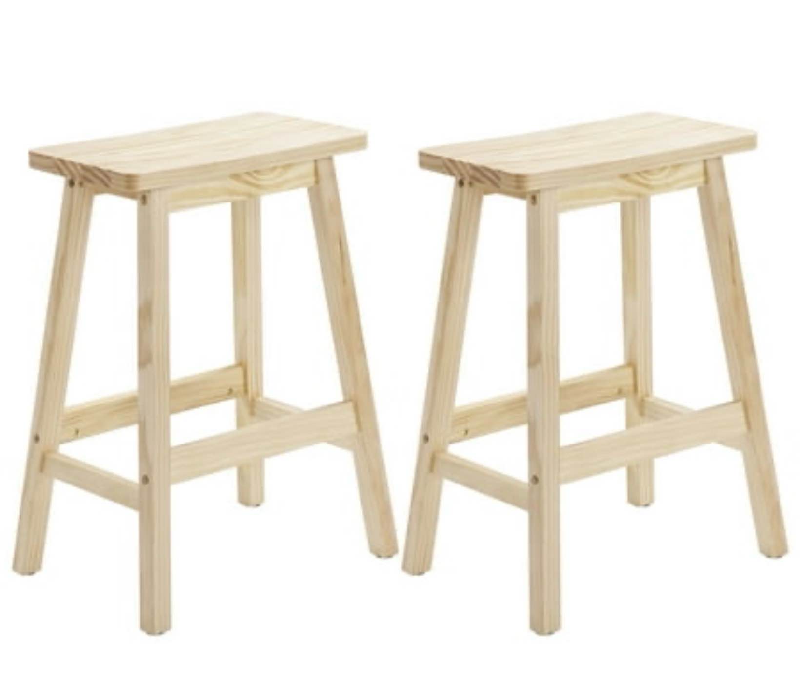 Ktaxon Set of 2 Saddle Seat 24" Bar Stools Wood Dining Room Kitchen Pub Chair,Wood Color