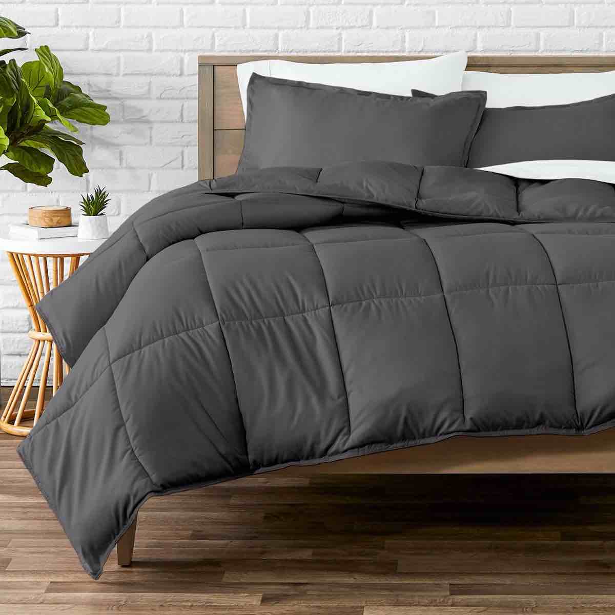 1 Piece All-Season Comforter Set by Bare Home - QUEEN Forged Iron Grey