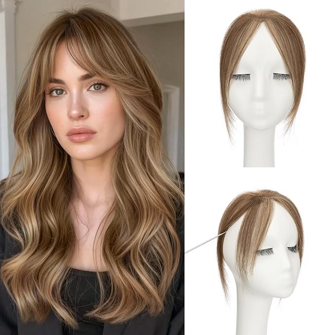 Clip in Bangs Hair Toppers for Women Real Human Hair, 360°3D Curtain Bangs for Thinning Hair Daily Wear (01, Dark Black) 4x6 cm #A-01 Dark Black