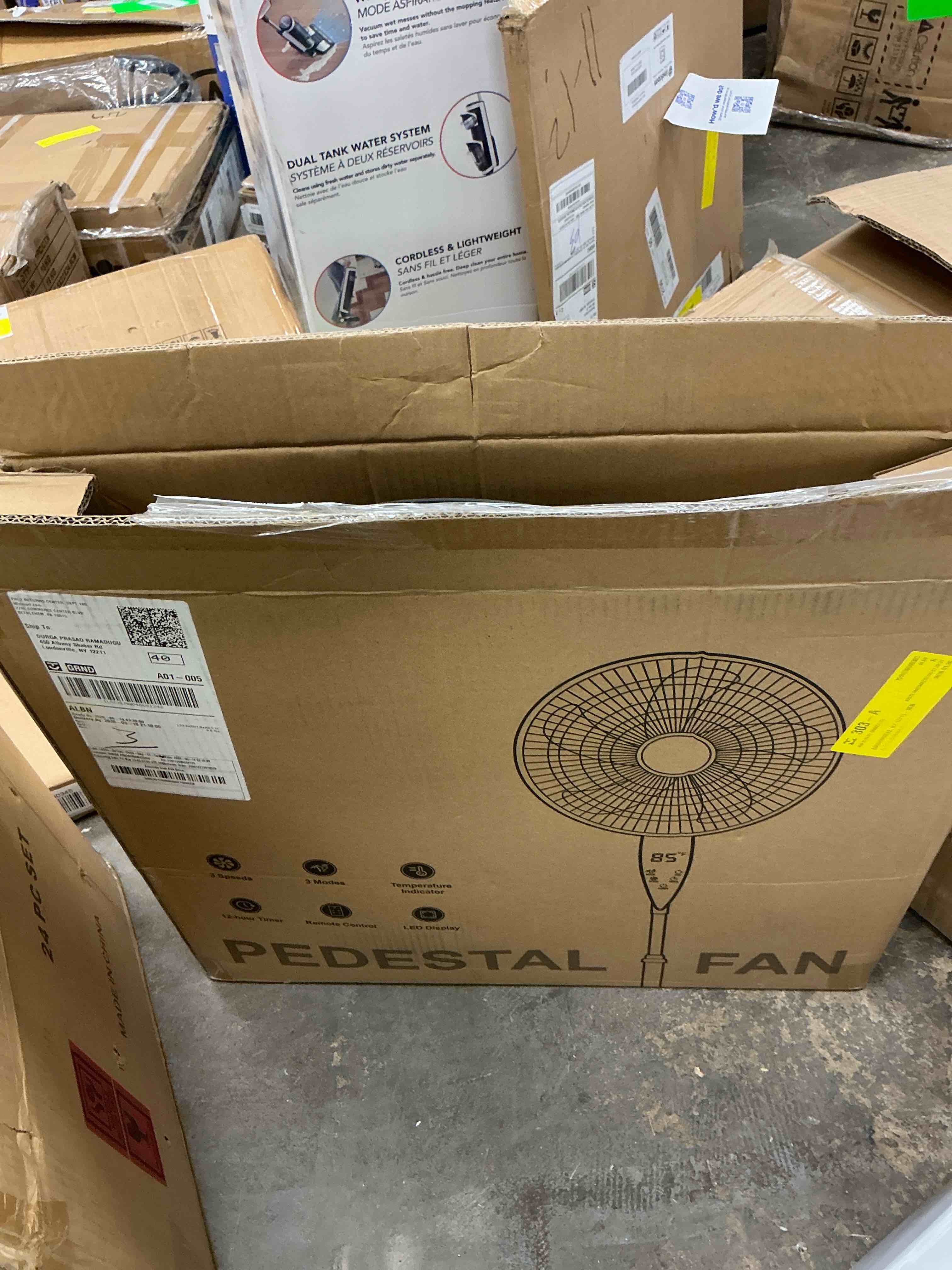 Condition photo showing Good Condition for 16 oscillating pedestal fan with remote ultra-high 3-speed 3-mode standing floor fan with height adjustment 12h timer 90° oscillating quiet cooling fan for bedroom home office