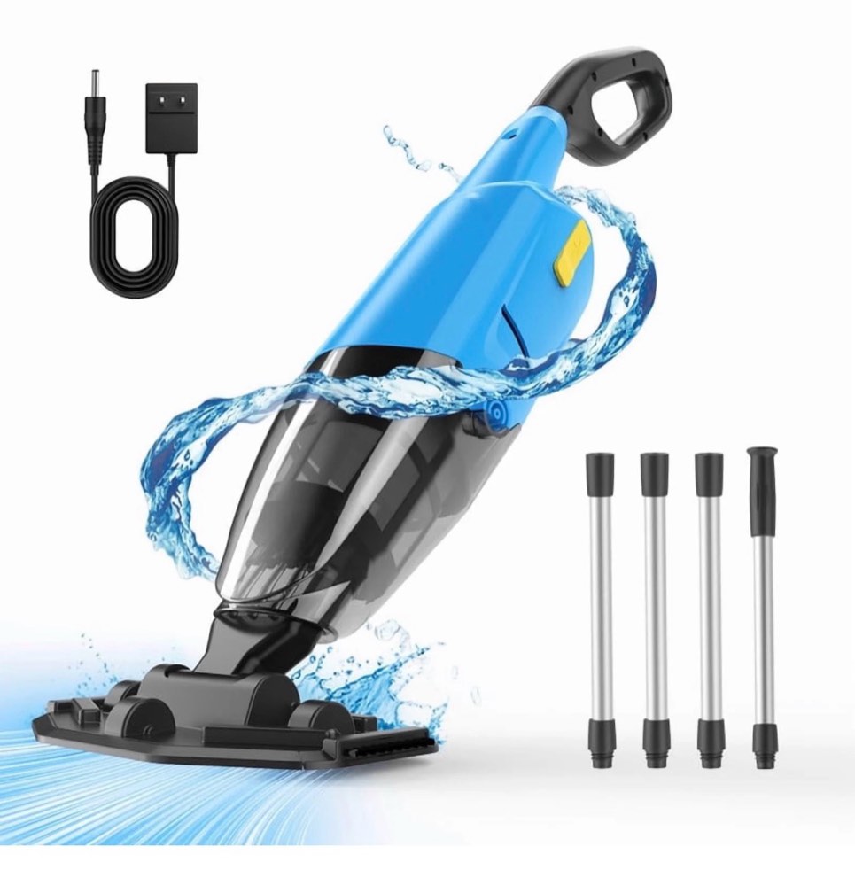 (2025 new)efurden cordless pool vacuum, handheld pool vacuum with running time up to 90-minutes for above ground pools, spas and hot tubs,blue