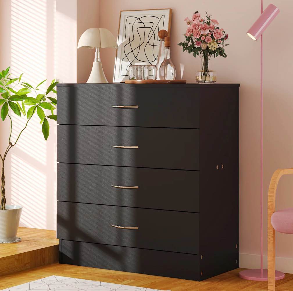 ubesgoo black chest of drawers dresser wood organizer cabinet 4 drawer nightstand side table furniture for bedroom