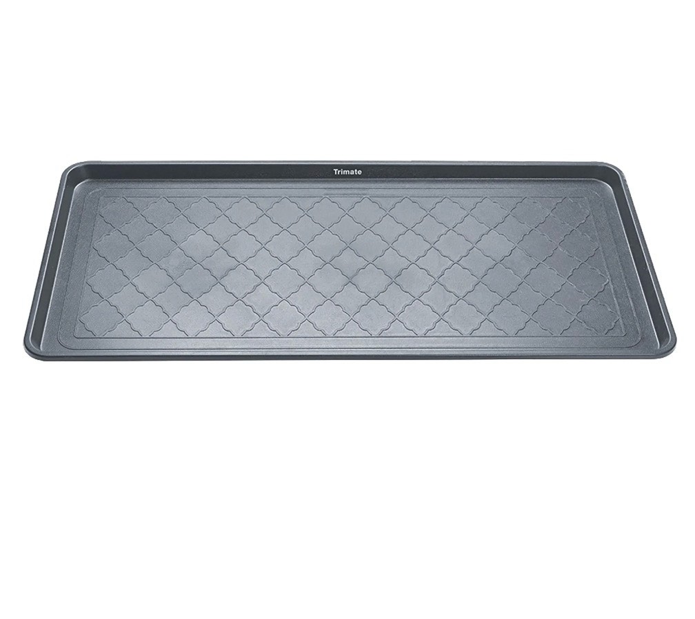 all weather boot tray, extra large size by trimate -water resistant plastic – extra large, 40”x20”(grey)
