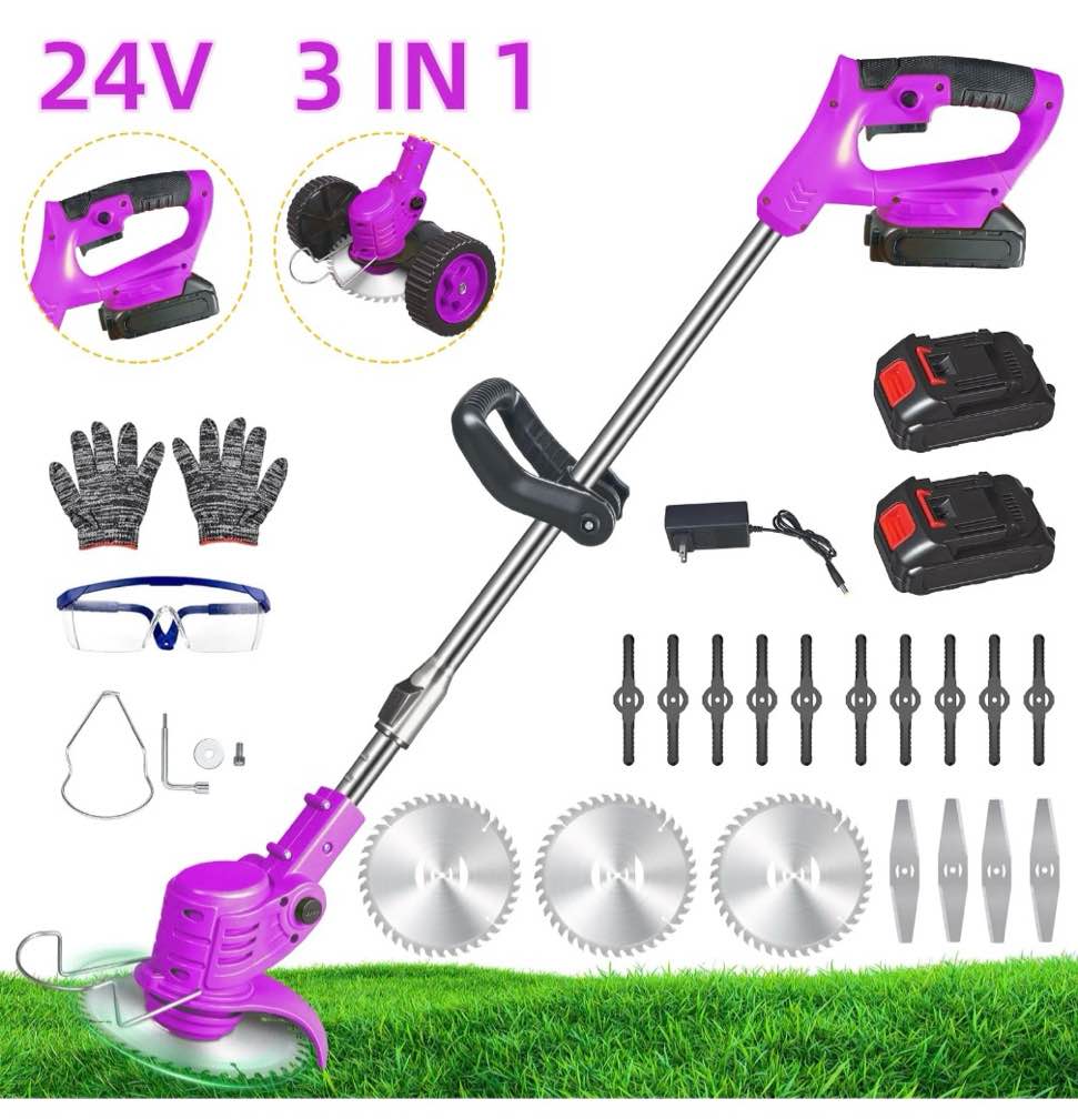 4-in-1 wheel edger mini-mower  electric weed wacker 2x4.0a battery powered