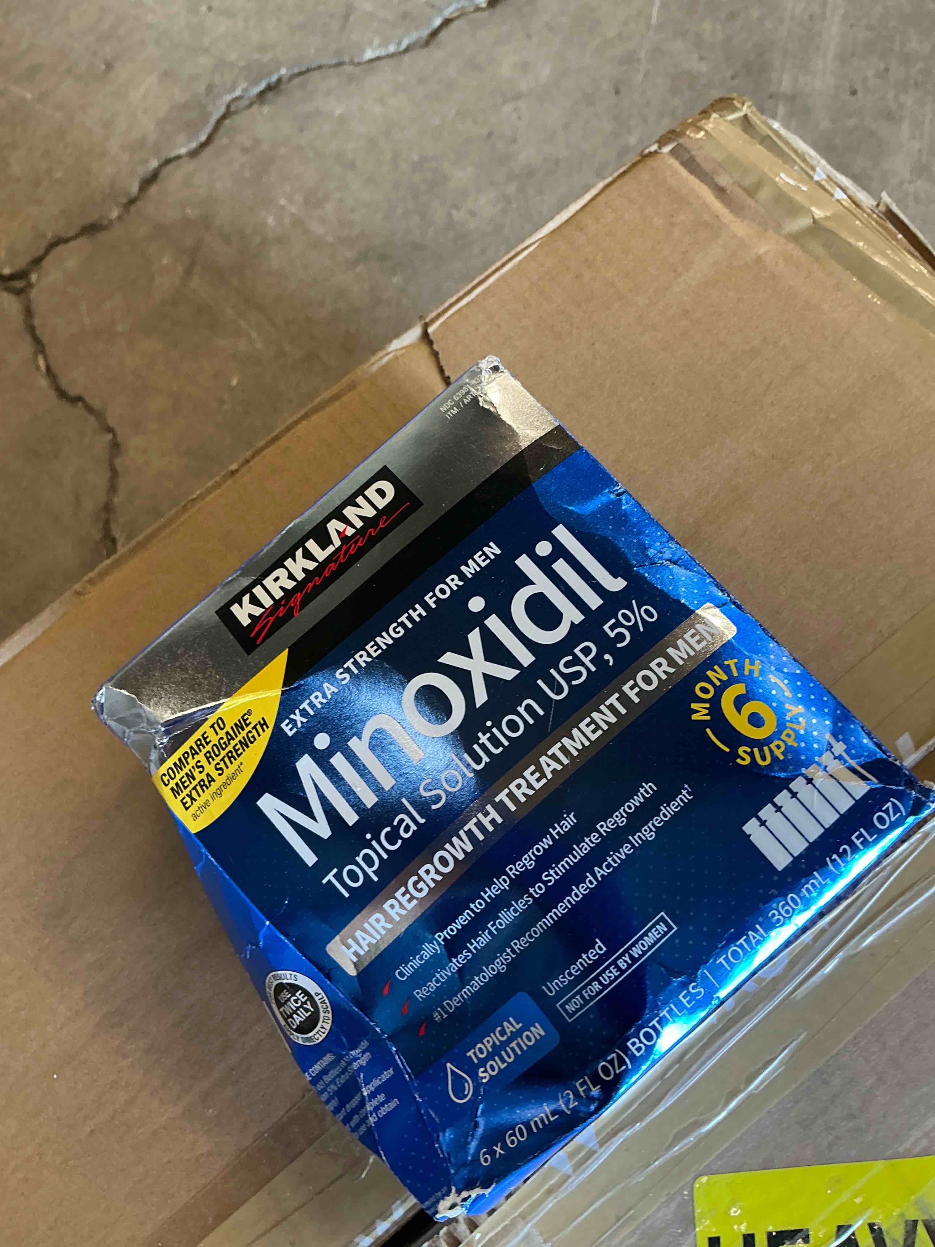 Condition photo showing New/Like New for kirkland signature - 5% minoxidil for men hair regrowth treatment topical solution - 6 month supply (( exp- 2027-jun ))