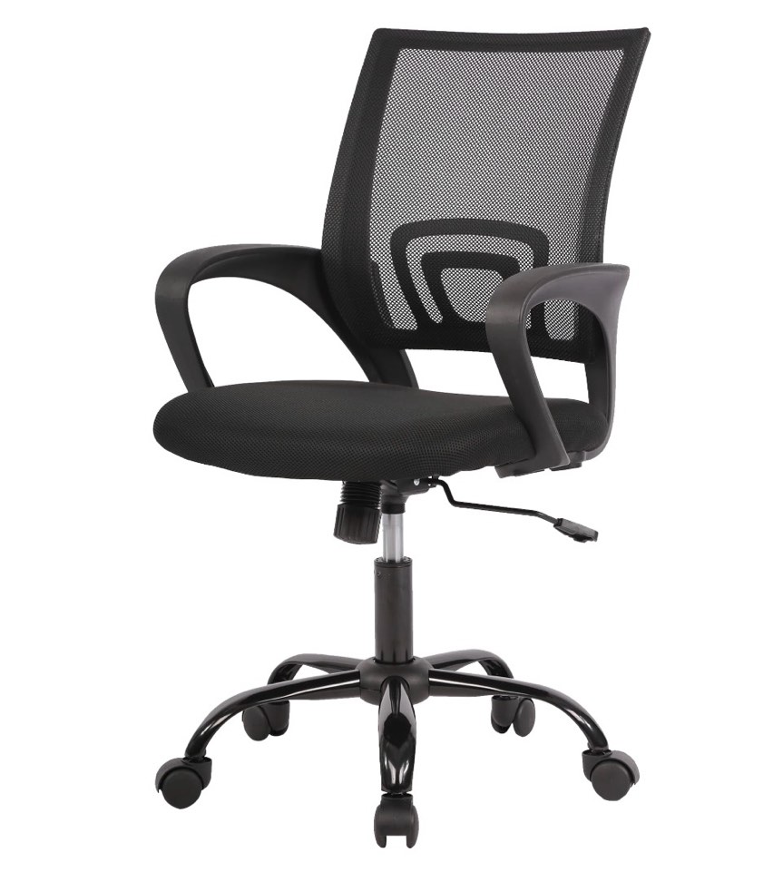 jonpony ergonomic office chair, lumbar support, adjustable height with armrests for adults,black