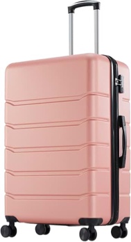 edx 24 inch hardside expandable luggage with spinner wheels  checked-medium lightweight expandable rolling luggage with tsa lock  pink
