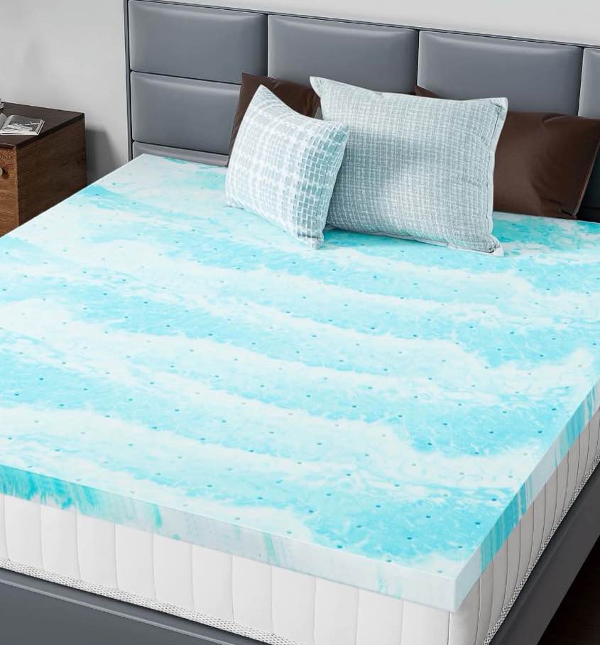 concetta 3 inch full size memory foam mattress topper with cooling gel, pressure relief for back pain, comfort bed topper, certipur-us certified