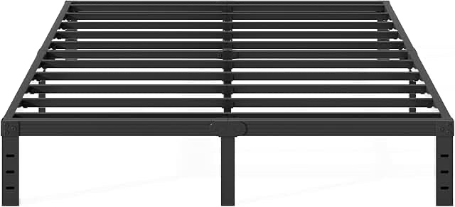 comasach 14 inch queen bed frame, easy assembly, no box spring needed, heavy duty metal platform queen size, noise free, black queen