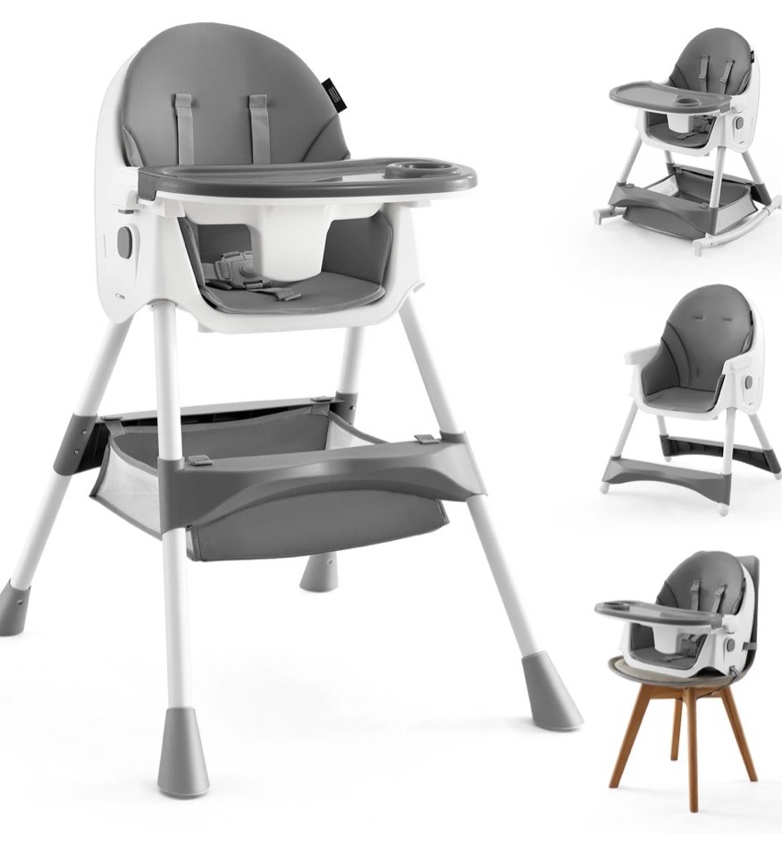harppa 4-in-1 convertible high chair for babies and toddlers, feeding chair for infant,gray