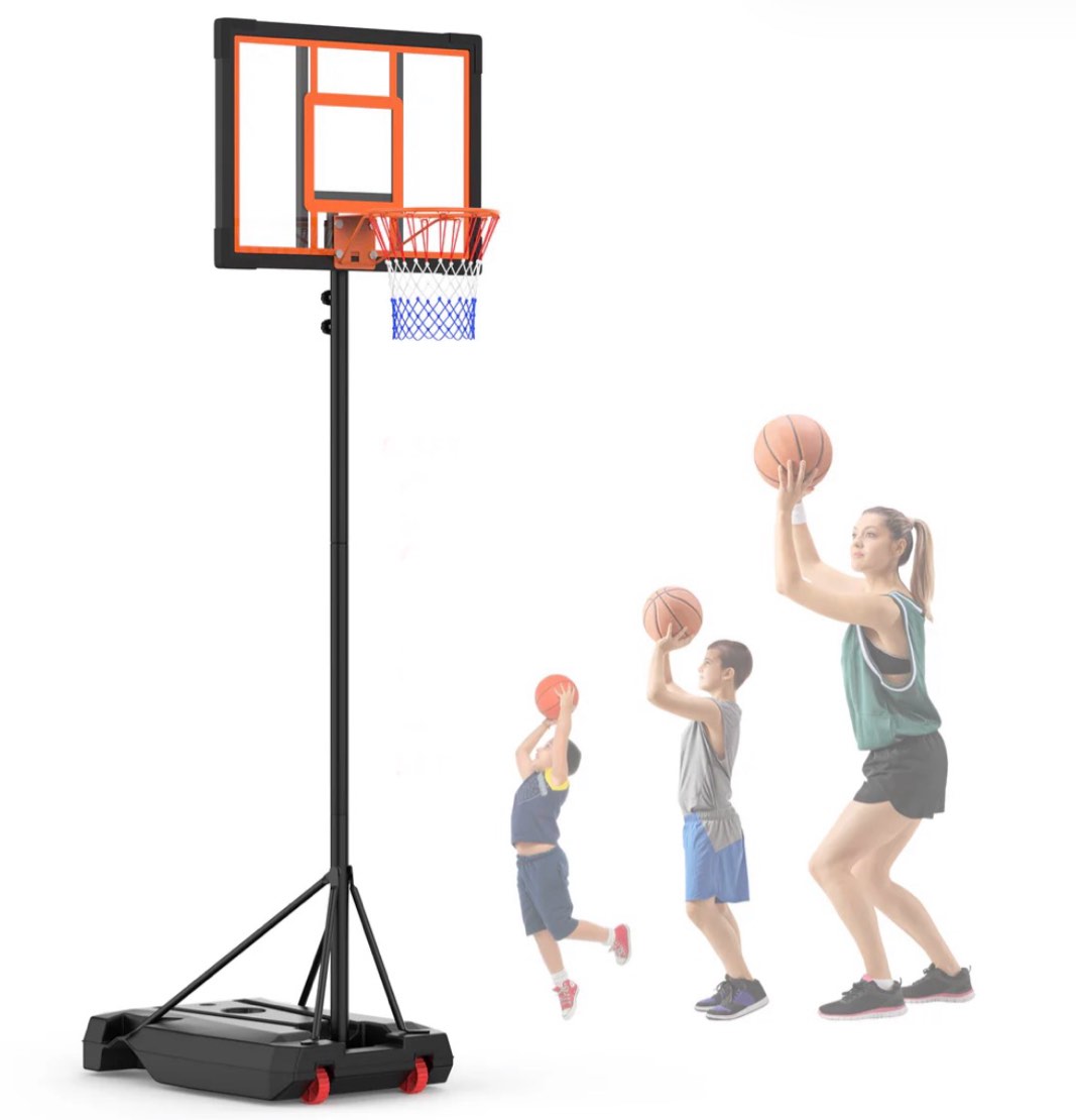 skyhot adjustable 4.92-8.53ft portable basketball hoop and goal for kids teenagers youth and adults - backyard driveway indoor outdoor