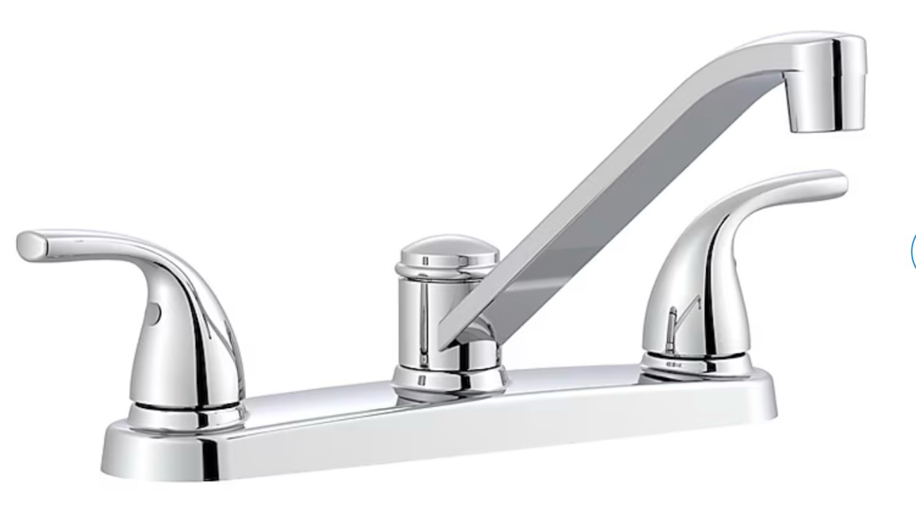 Project Source Dover Chrome Double Handle Deck-mount Kitchen Faucet