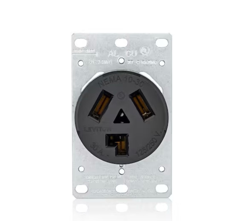 30 Amp 125-Volt/250-Volt Shallow Single Flush Mounted Outlet, Black 5207