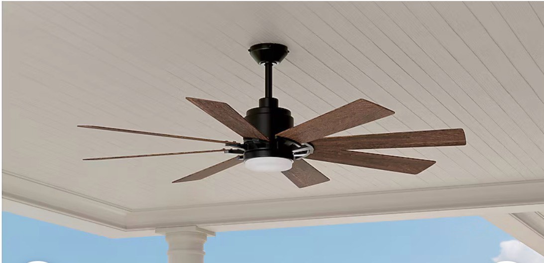  harbor breeze talamore 60-in matte black with auburn/weathered oak blades led covered