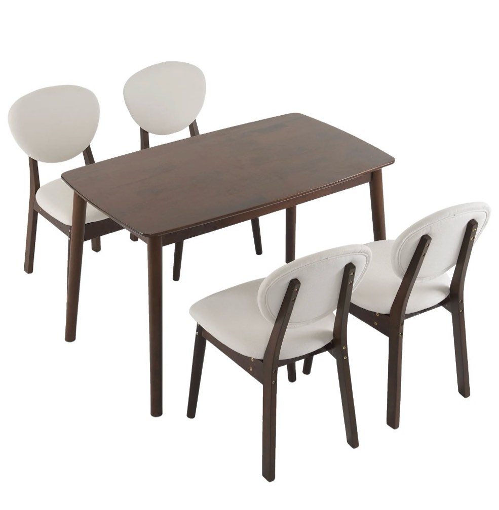 ktaxon dining table set for 4 solid wood dinner table with padded chairs for home kitchen restaurant 47" walnut