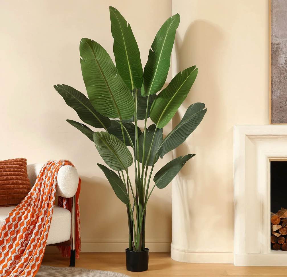 6 feet artificial bird of paradise plant fake tropical palm tree for indoor outdoor, perfect faux plants for home garden office store decoration