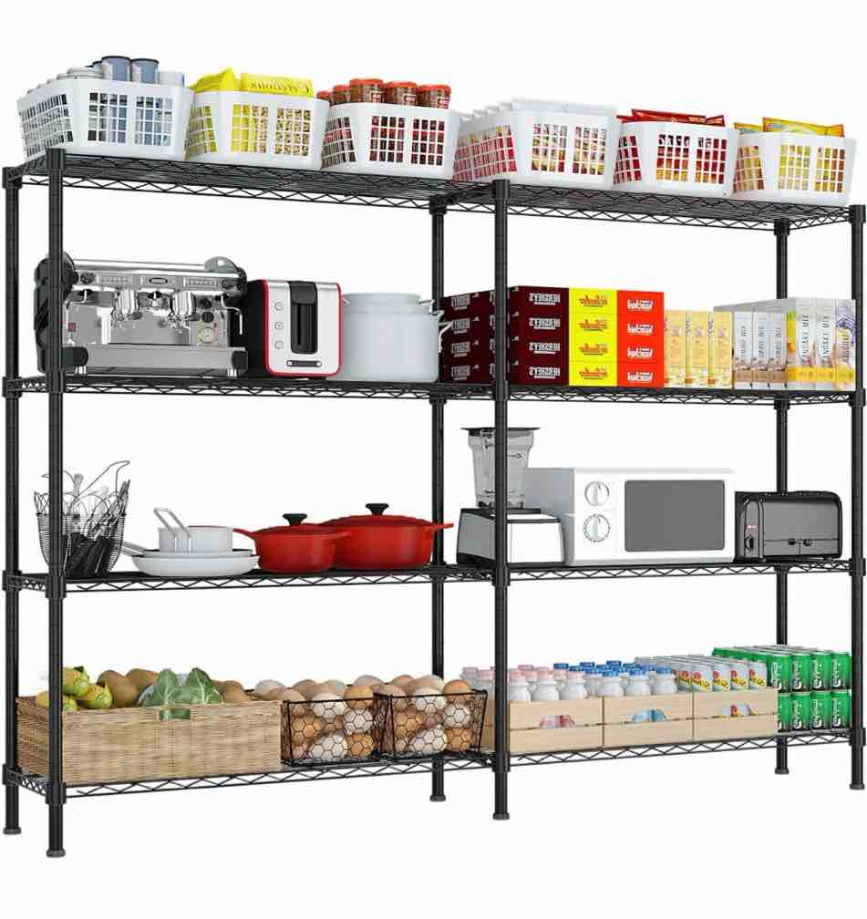 ktaxon 71"h extra-wide metal shelves 58"w storage rack for pantry office garage capacity 1750 lbs adjustable corner shelving unit, black