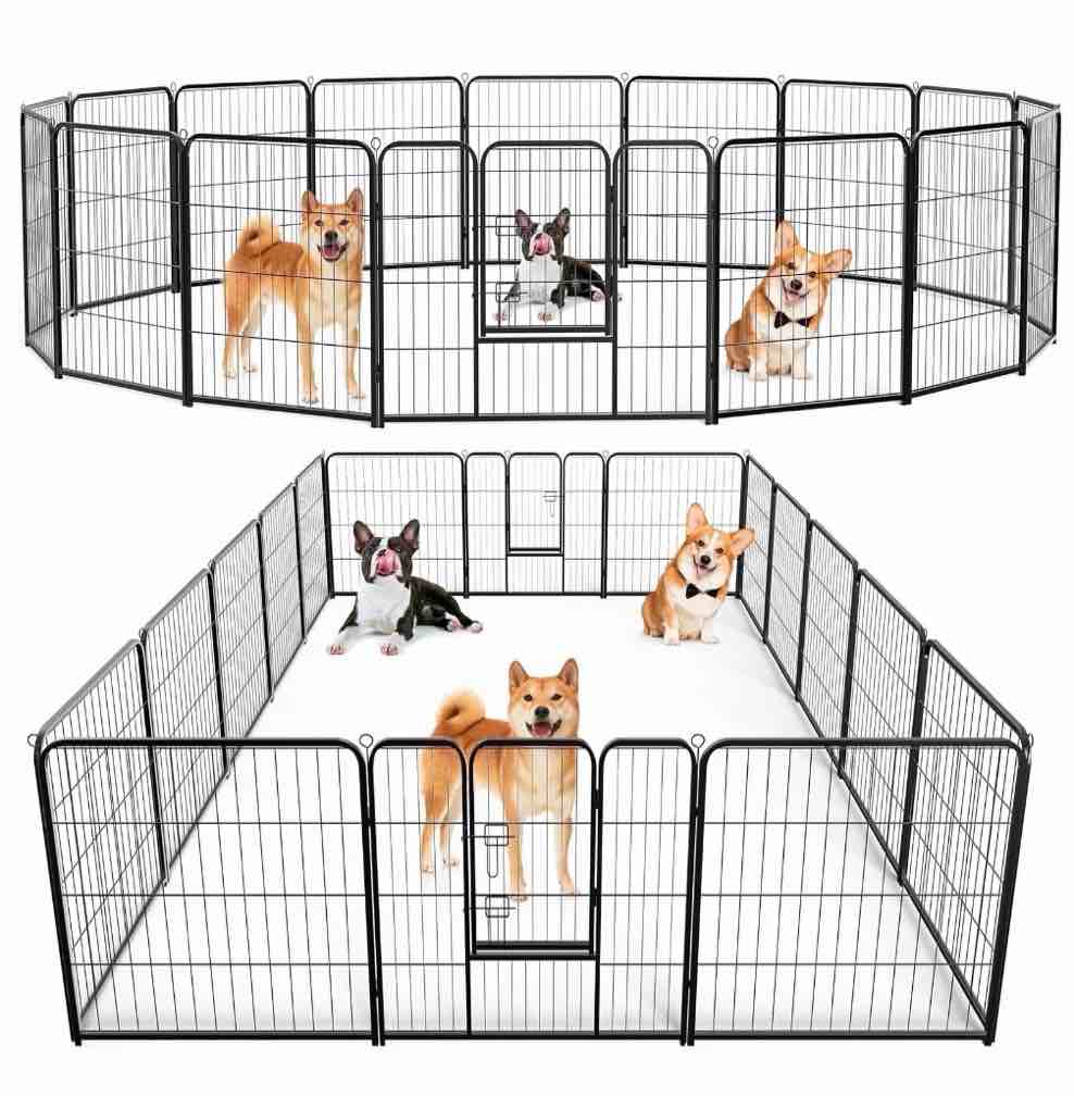 edx dog playpen 16 panels 32 foldable heavy duty metal puppy exercise pen with doors indoor outdoor