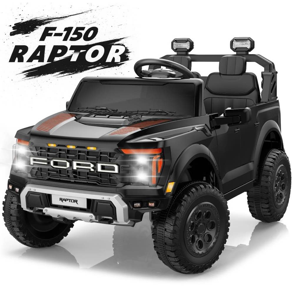 iyofe 24v 2 seater kids ride on cars, ford f150 raptor battery powered ride on truck toys with parent remote control, electric car for toddlers kids 3