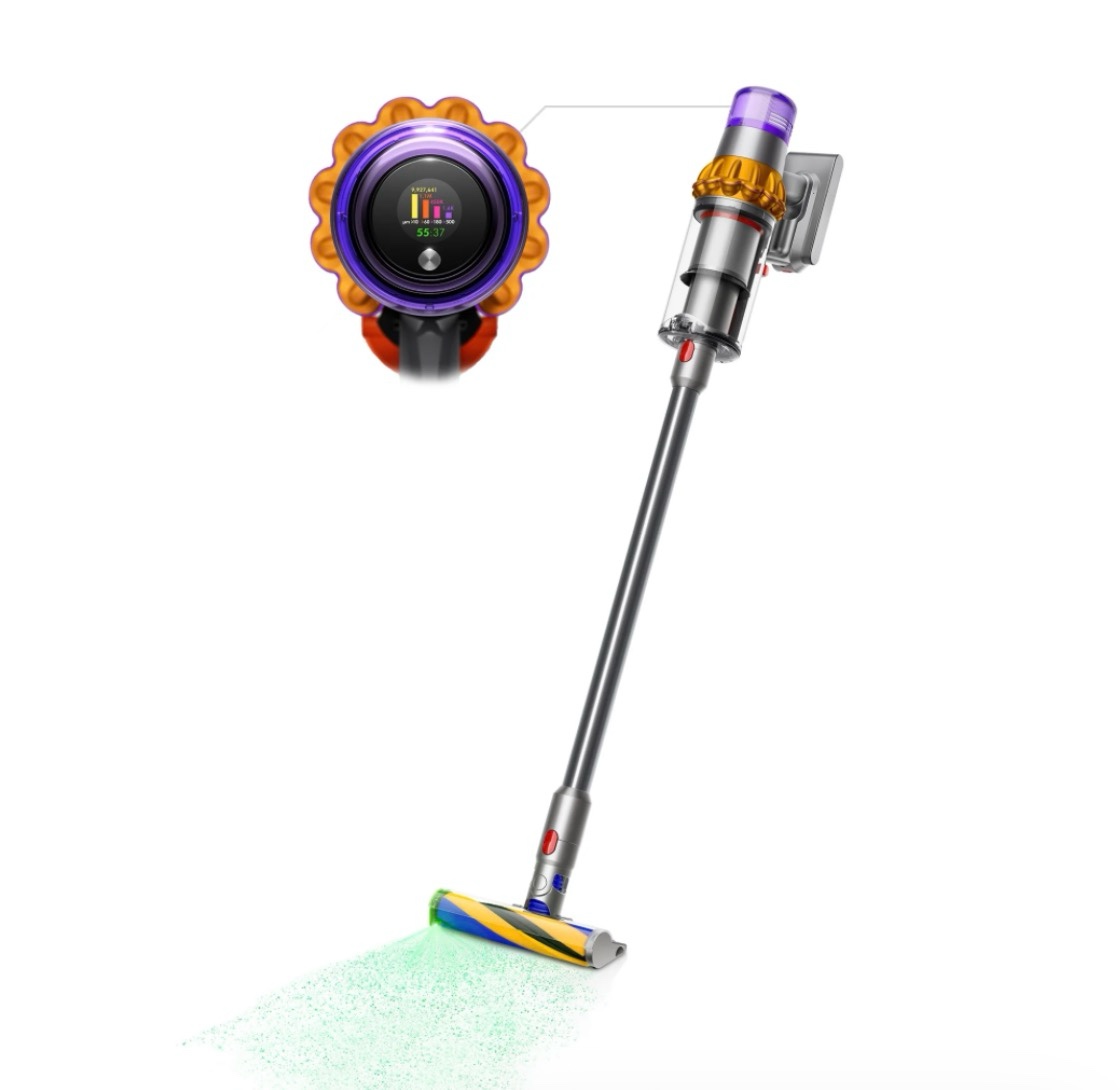restored premium dyson v15 detect total clean extra cordless vacuum | yellow/nickel (refurbished)
