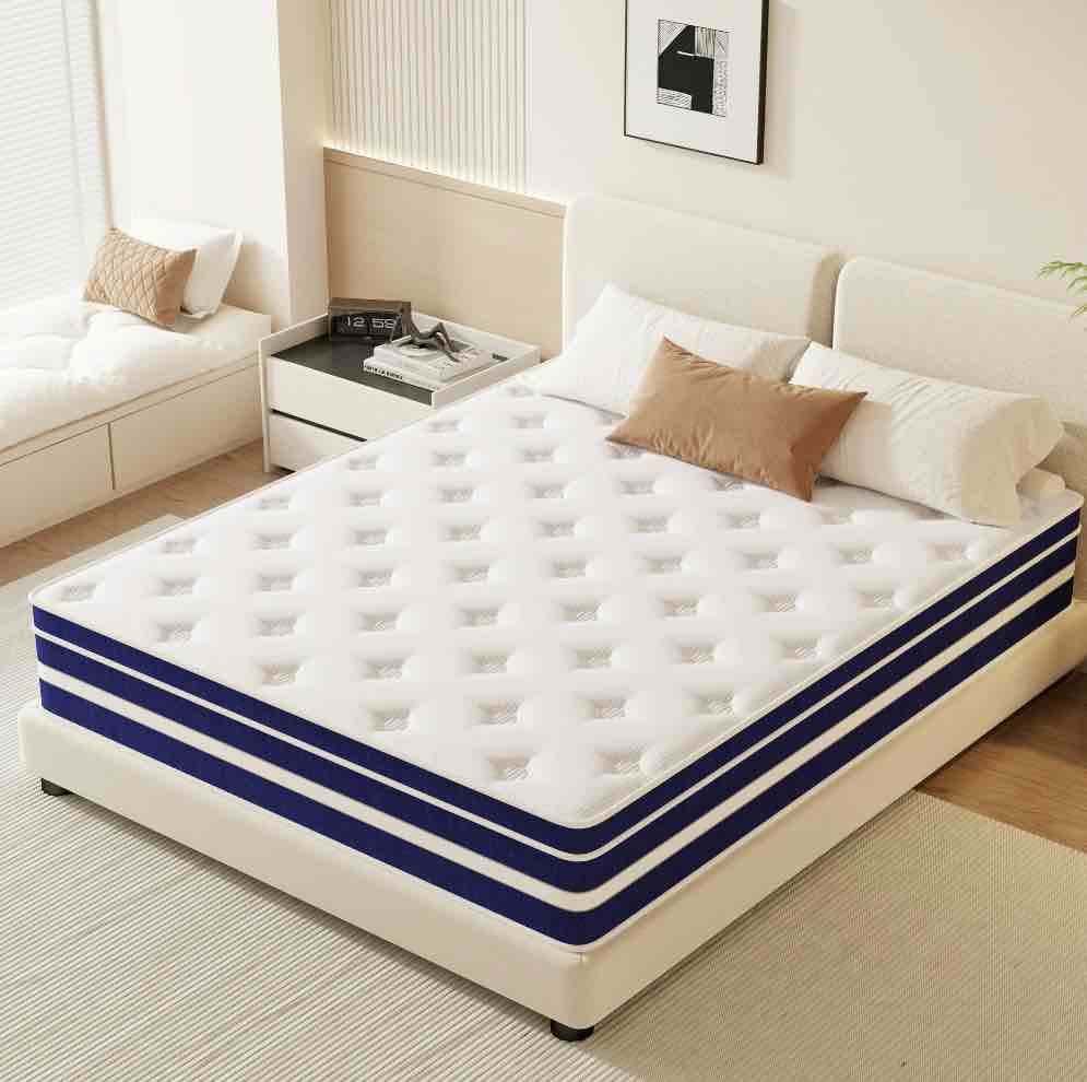 guukin 12 inch queen mattress, memory foam & spring hybrid medium comfort queen size in a box,adult