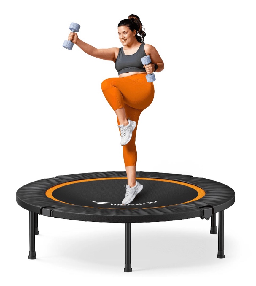 merach 48" mini trampoline for adults & kids, indoor/outdoor rebounder trampoline, 330 lbs weight capacity, compact fitness exercise trampoline