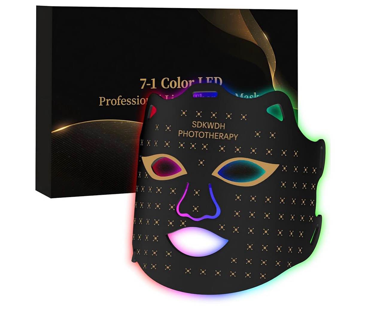 red light mask for face, 7-1 colors facial care mask, 850nm infrared & red light masks, ergonomic design for home & travel