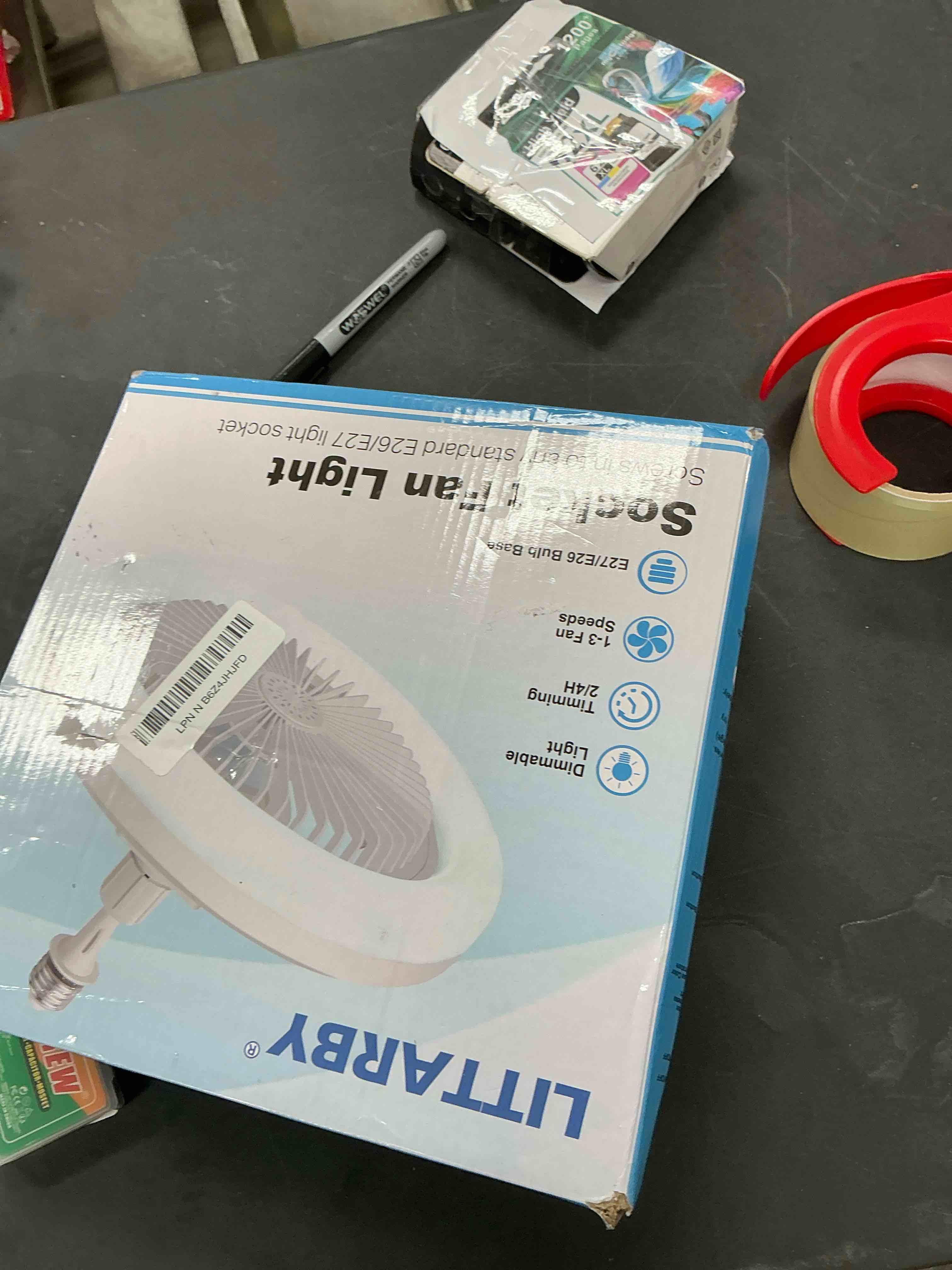 Condition photo showing Good Condition for socket fan light with remote control, 3 colors 3000k-6500k dimmable led light bulb fan screw in ceiling fan for bedroom, kitchen, storage room, closet, wireless small ceiling fans with lights - black black-small