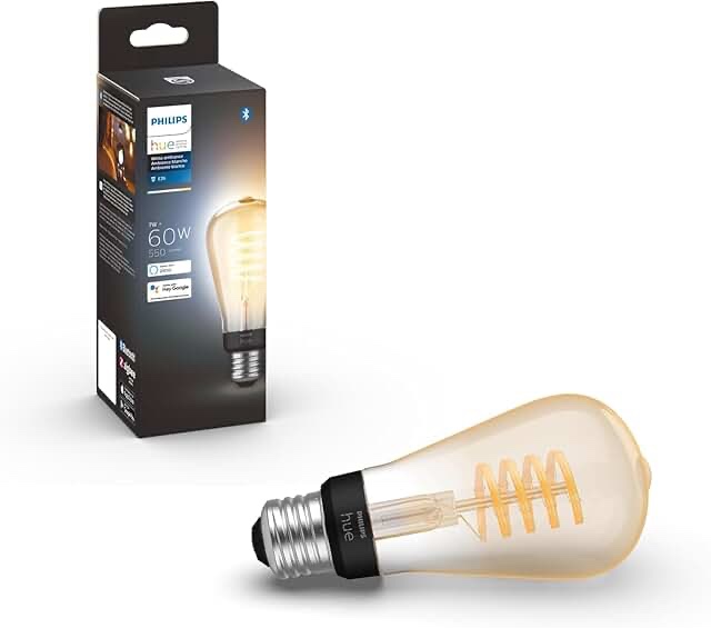philips hue 7w st19 white ambiance led smart vintage edison filament bulb, warm - pack of 1 - e26 - control with app - compatible with alexa, google assistant and apple homekit white ambiance 1 pack st19