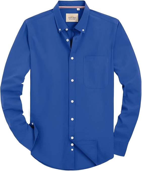 Alimens & Gentle Mens Solid Oxford Shirt Long Sleeve Dress Shirt Work Casual Button Down Shirts with Pocket Standard 2X-Large Blue Purple